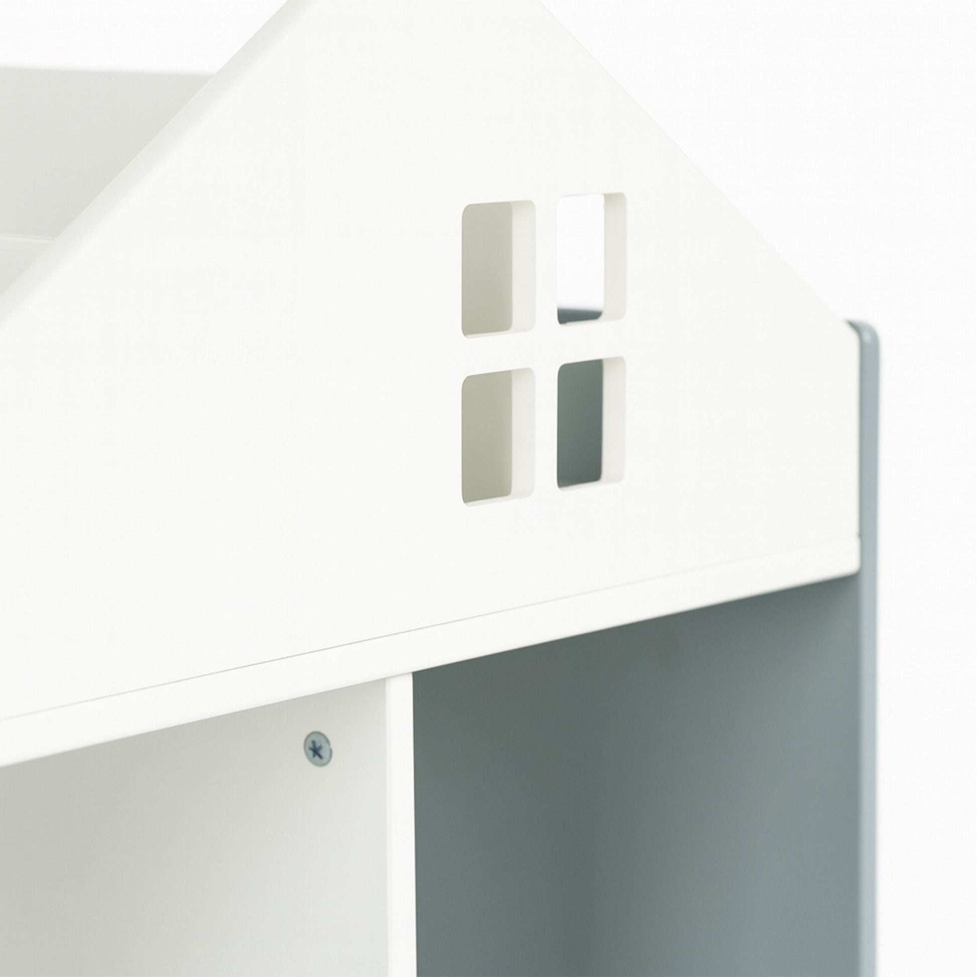 Kinderregal in Hausform Weiss-Hellbraun-Grau von Relaxdays