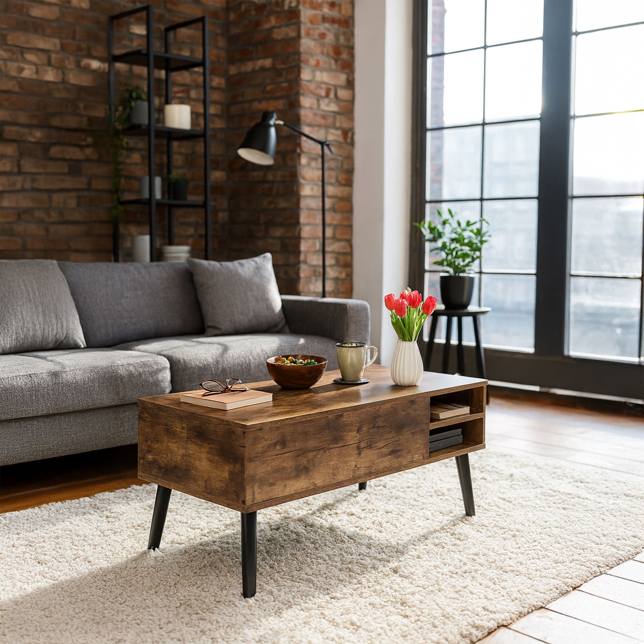 Couchtisch mit Stauraum Braun-Schwarz von Relaxdays
