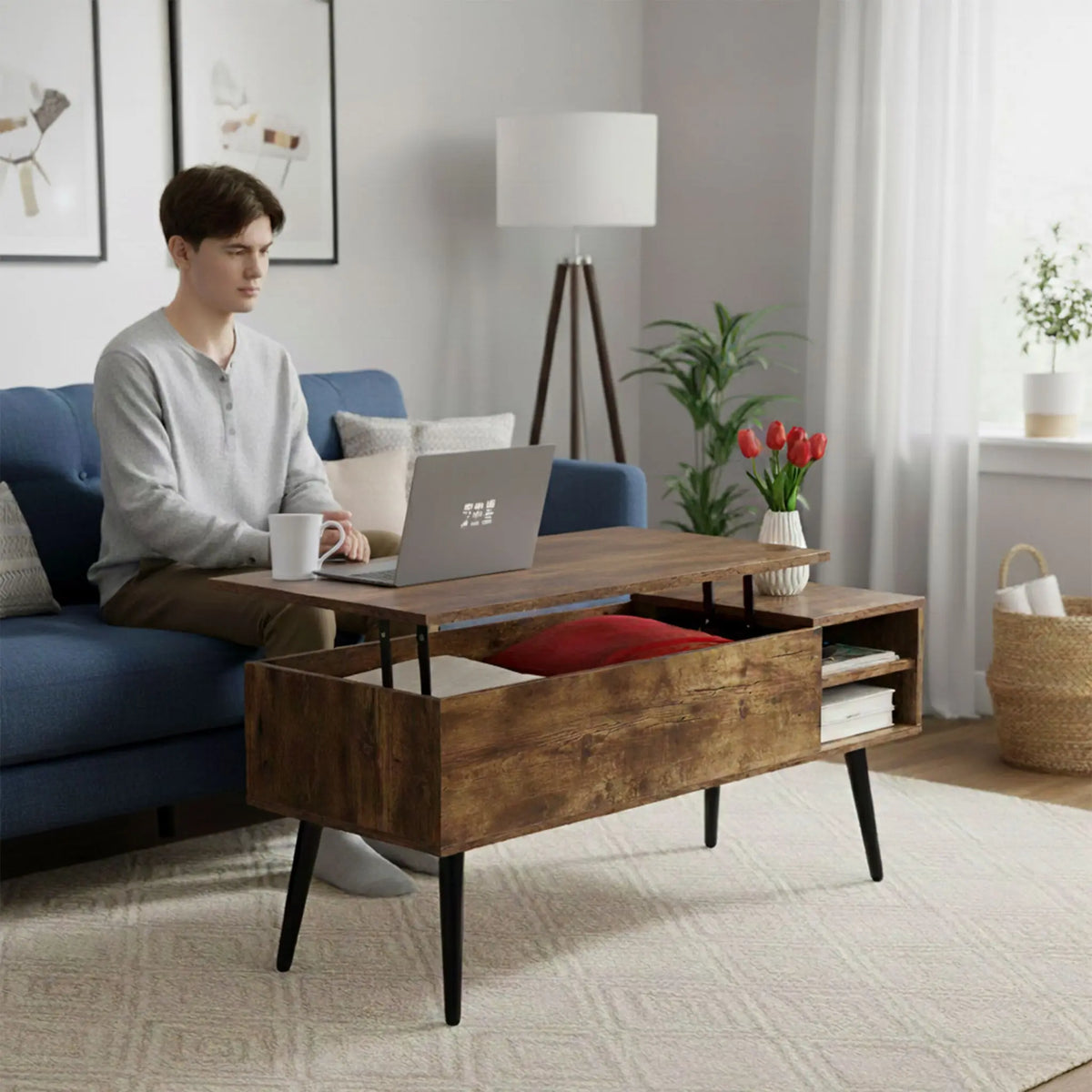 Couchtisch mit Stauraum Braun-Schwarz von Relaxdays