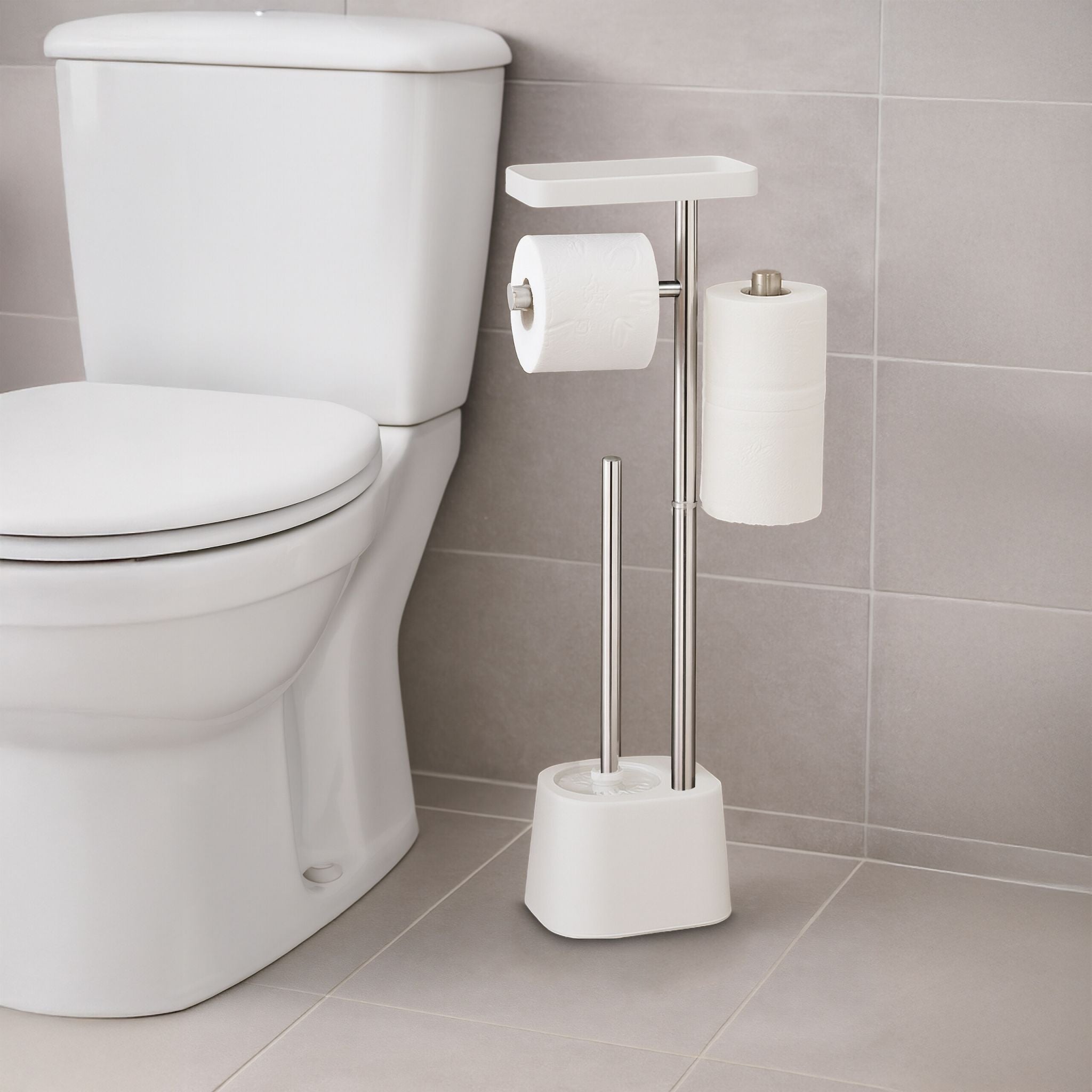 WC Garnitur mit Ablage Weiss-Silber