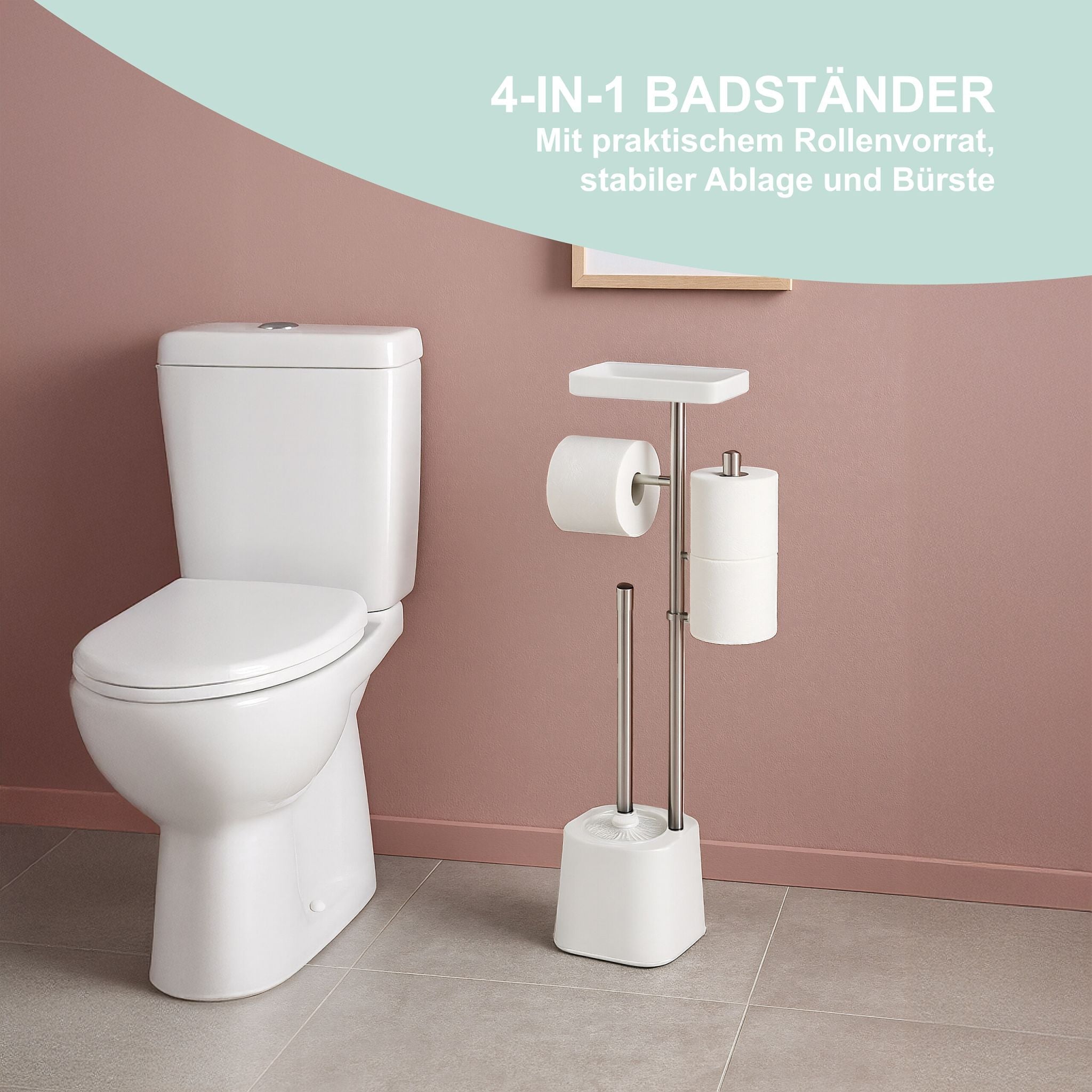 WC Garnitur mit Ablage Weiss-Silber