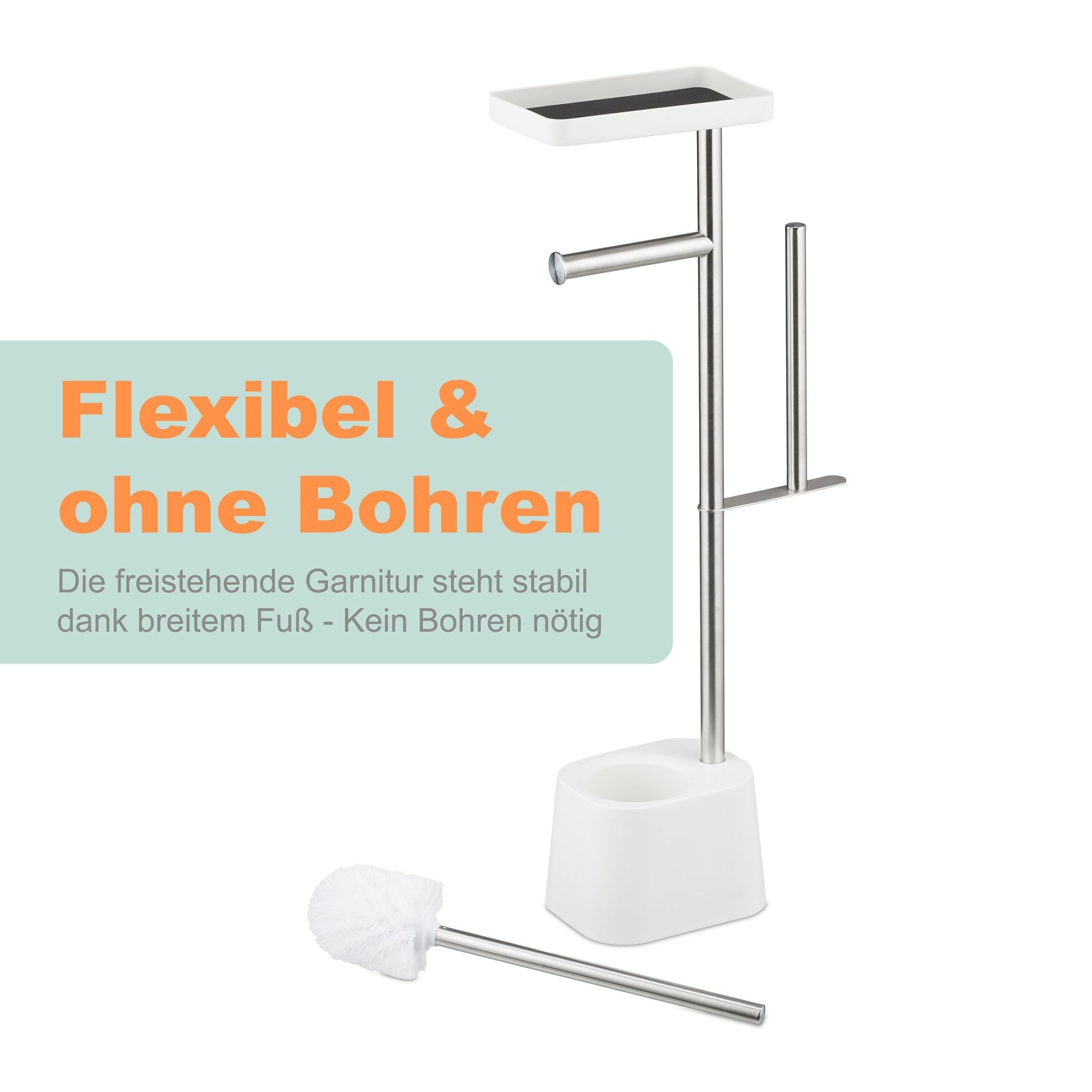 WC Garnitur mit Ablage Weiss-Silber