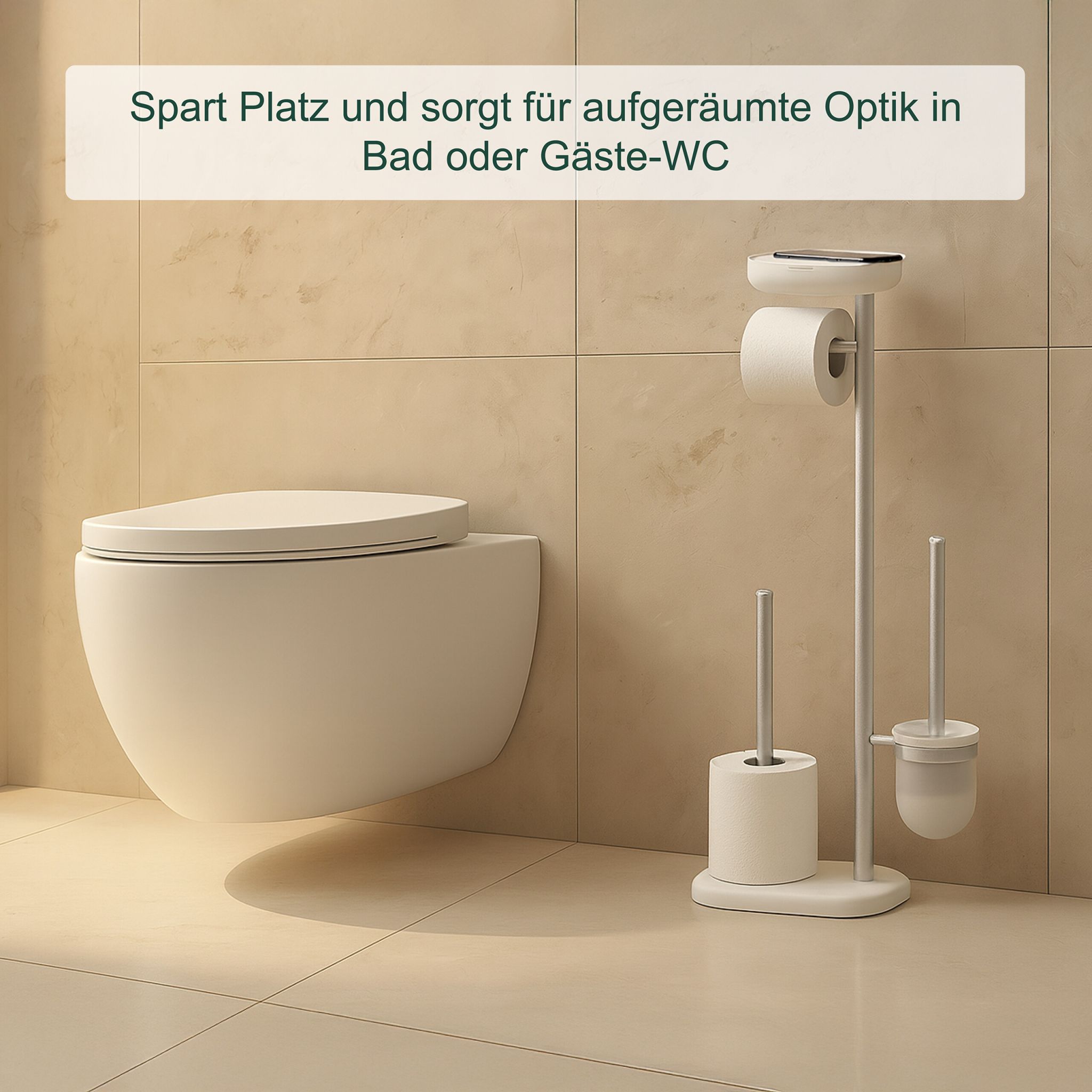WC Garnitur mit Ablage Schwarz-Silber