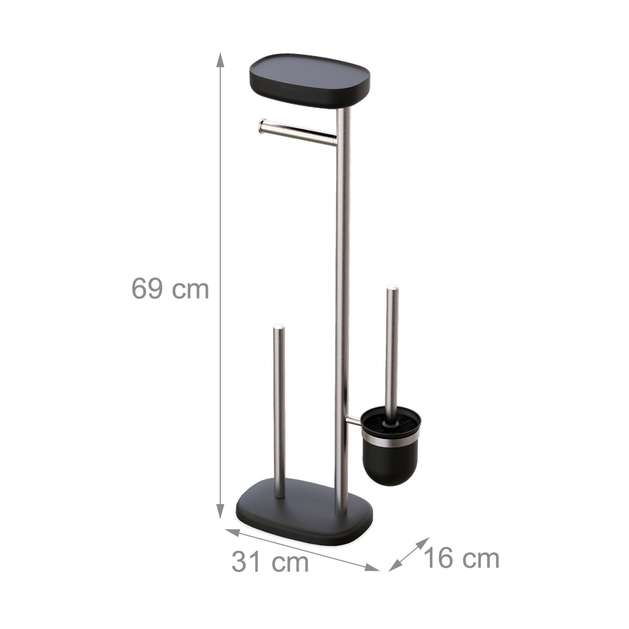 WC Garnitur mit Ablage Schwarz-Silber