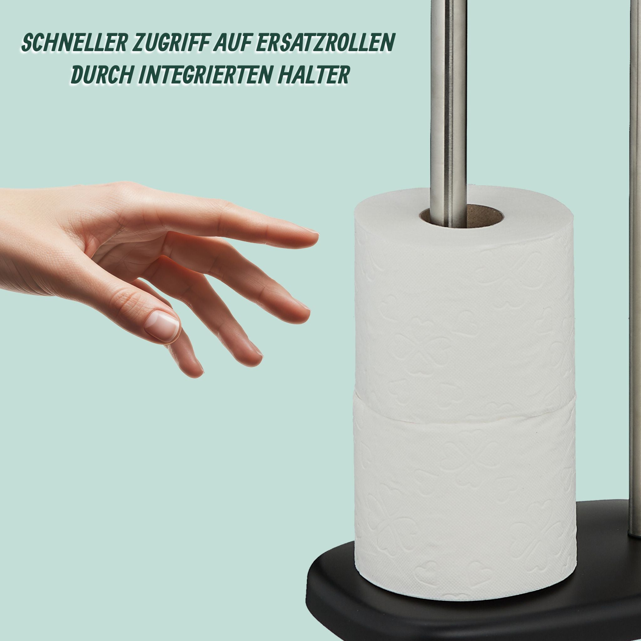 WC Garnitur mit Ablage Schwarz-Silber