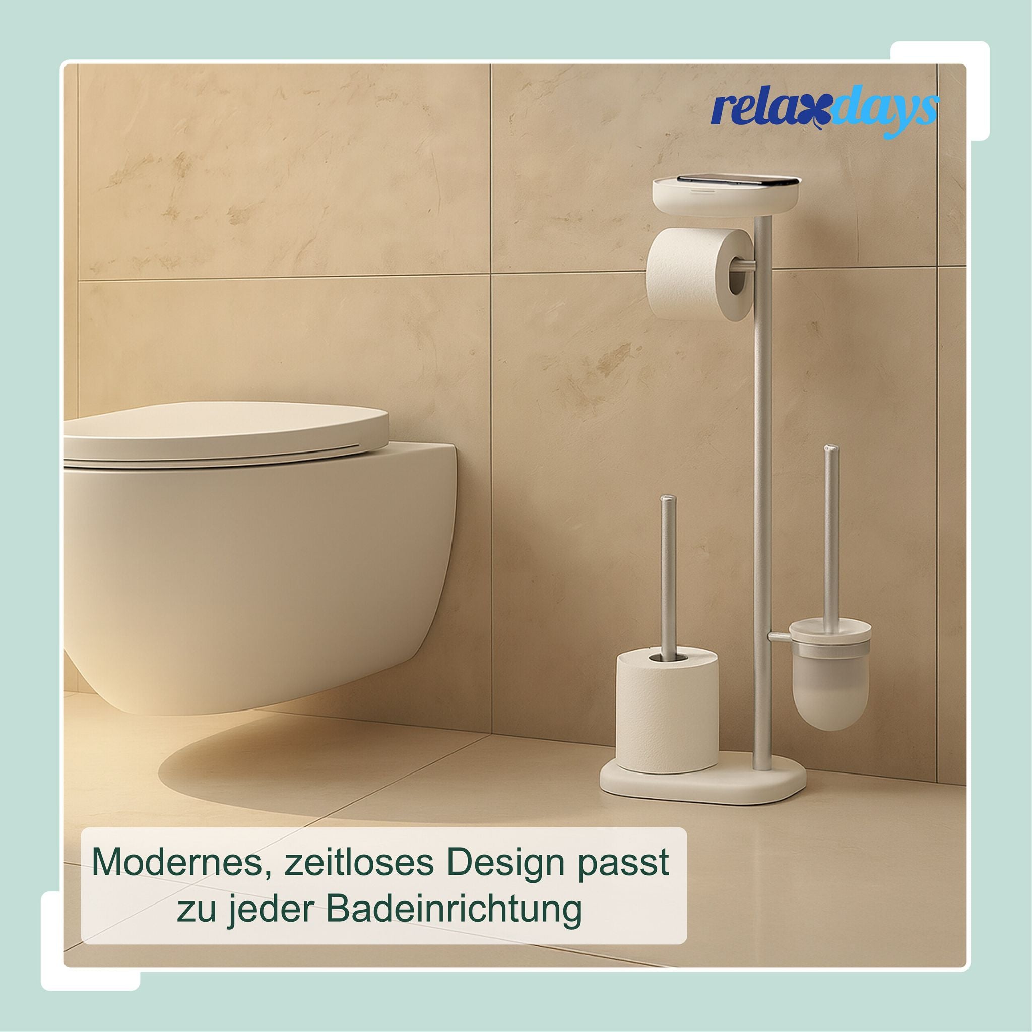 WC Garnitur mit Ablage Weiss-Silber