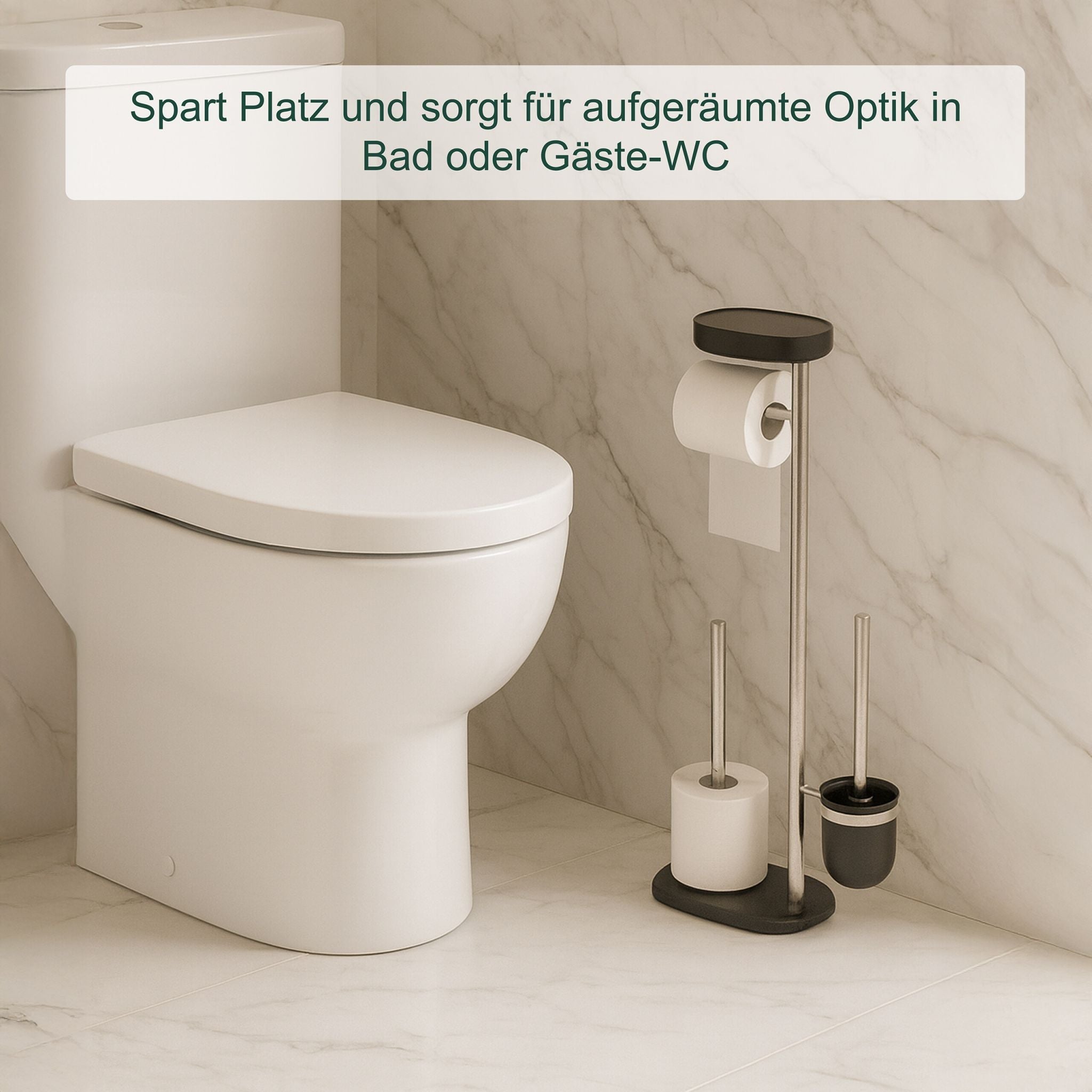 WC Garnitur mit Ablage Weiss-Silber