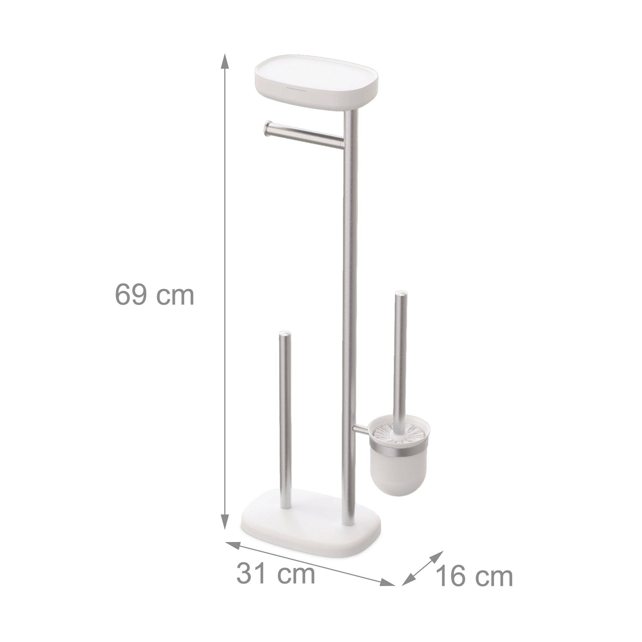 WC Garnitur mit Ablage Weiss-Silber