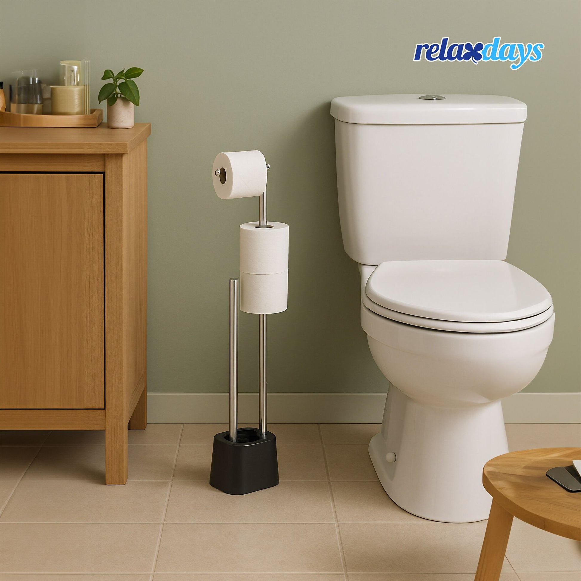 WC Garnitur Edelstahl Schwarz von Relaxdays