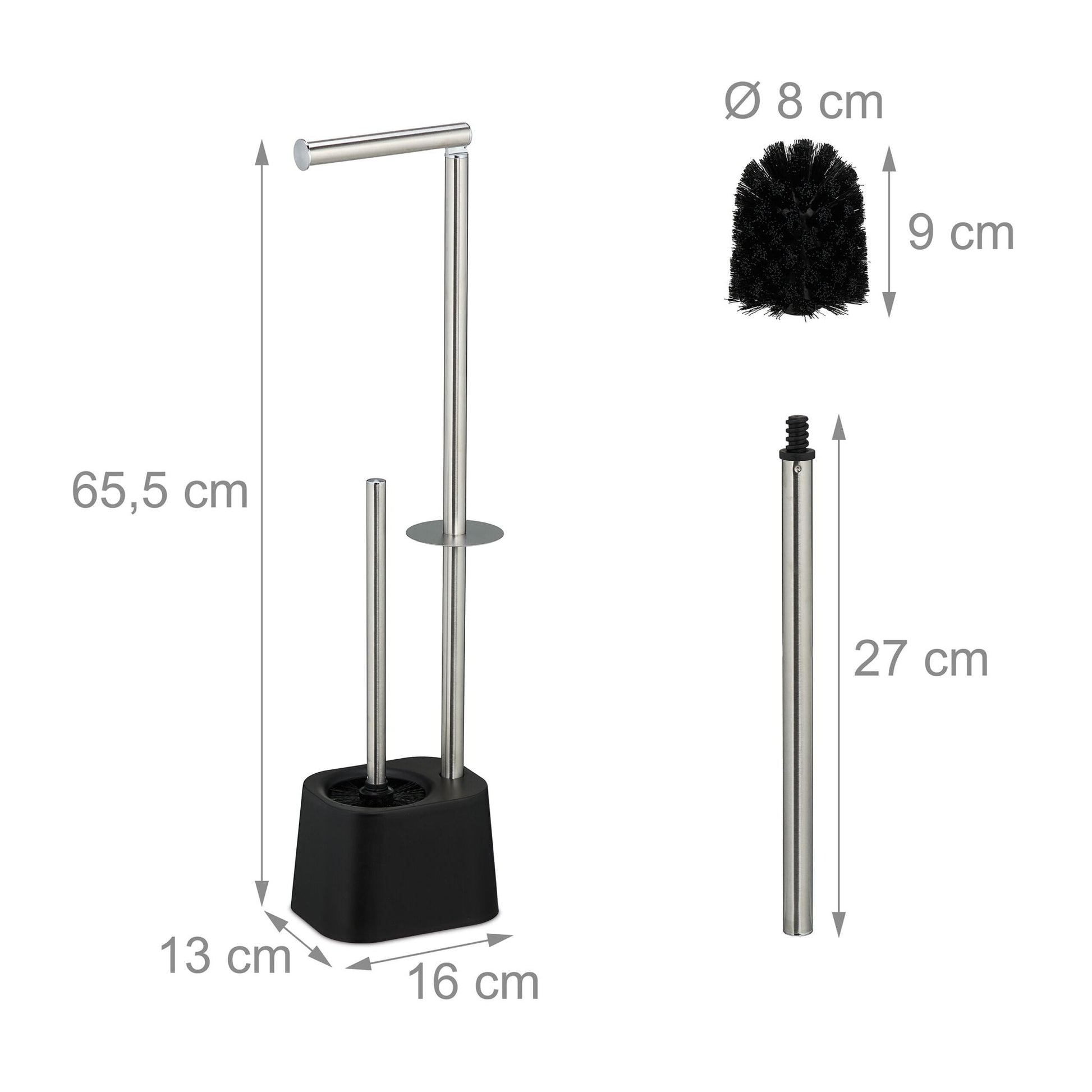 WC Garnitur Edelstahl Schwarz von Relaxdays