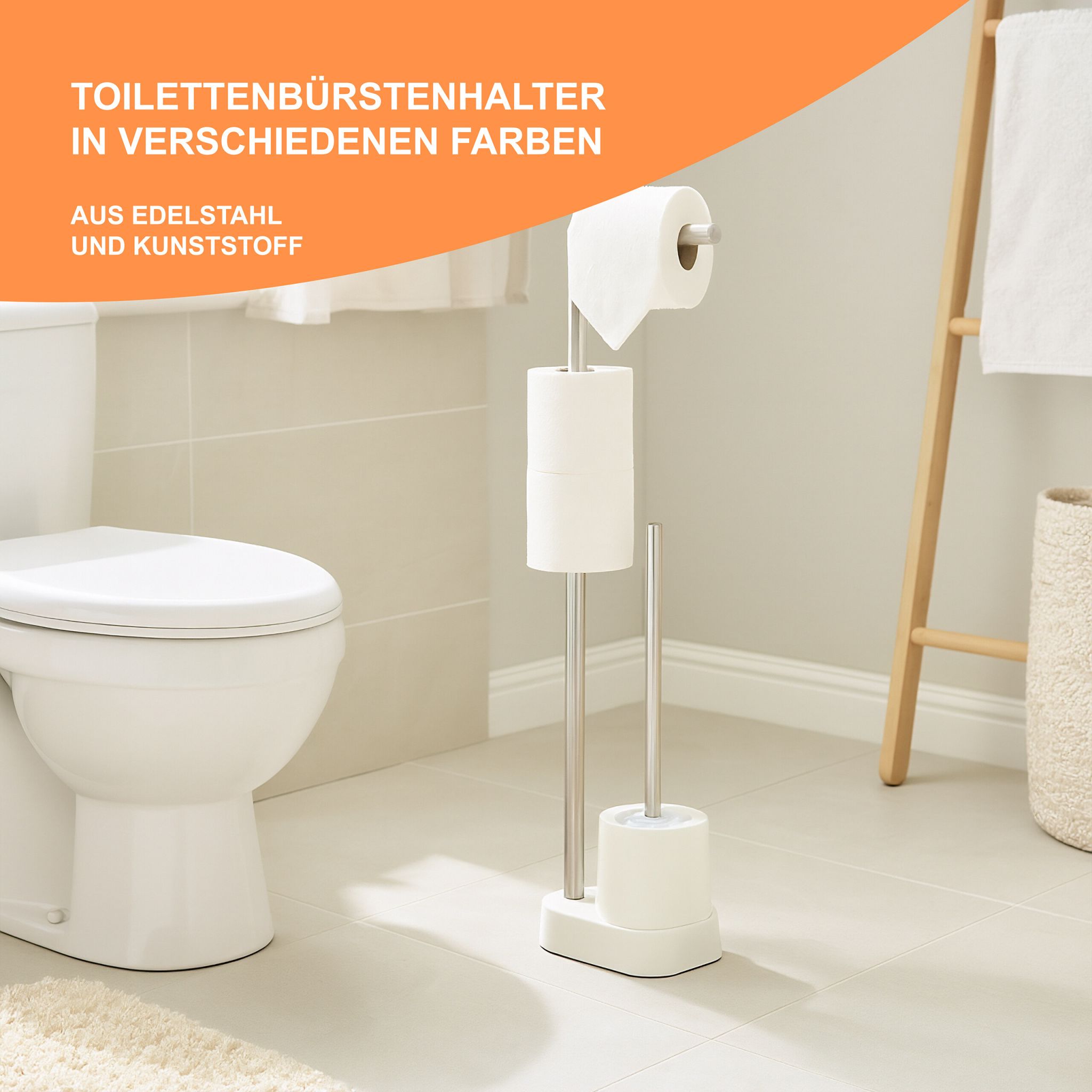 WC Garnitur Edelstahl Weiss
