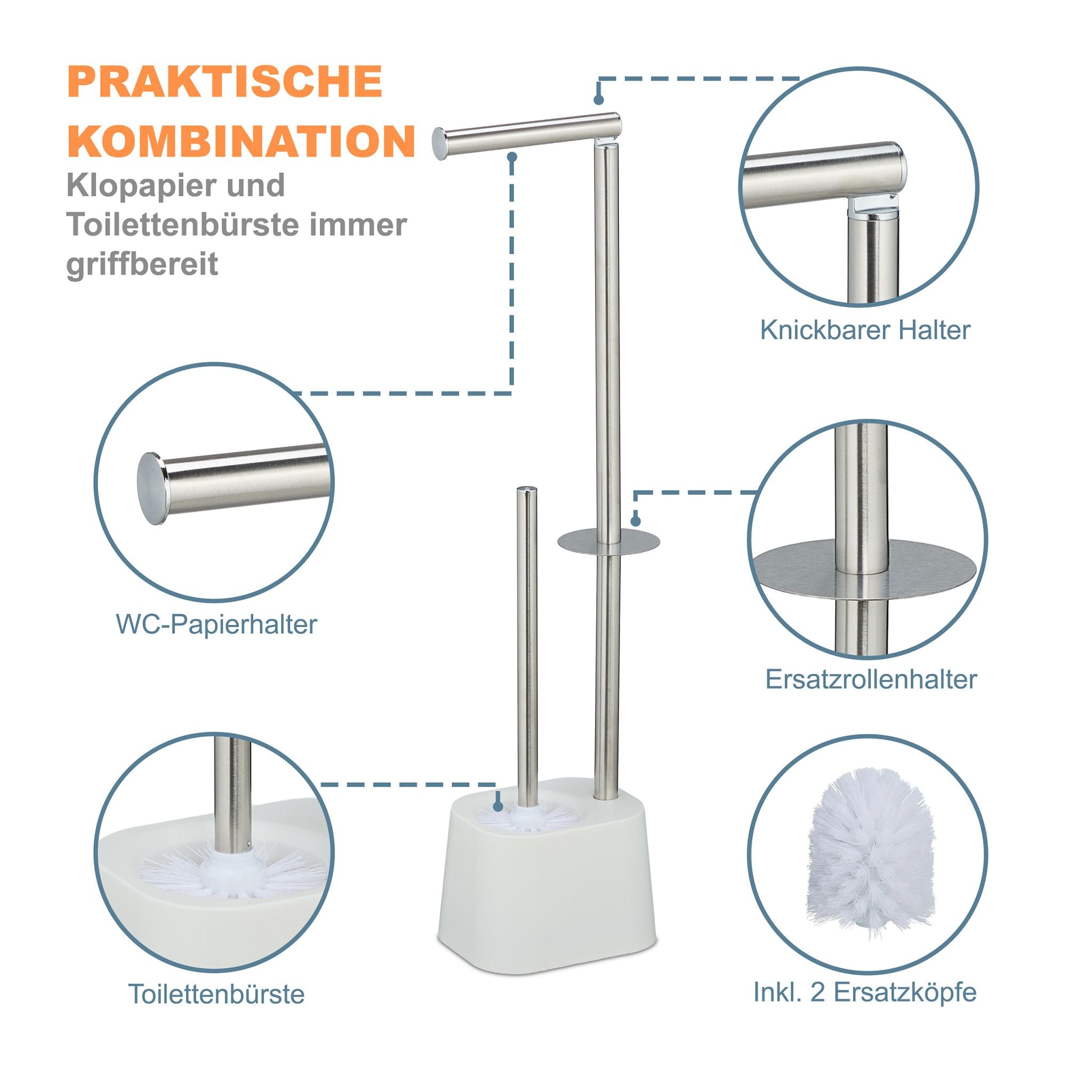 WC Garnitur Edelstahl Weiss