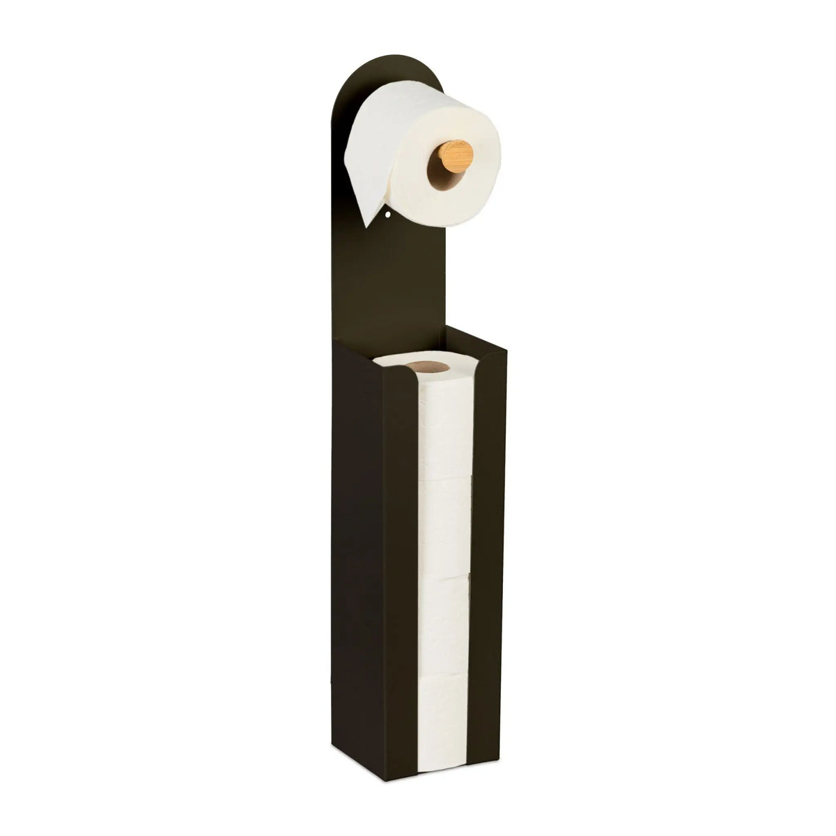 Toilettenpapierhalter freistehend 2 in 1 Hellbraun-Schwarz von Relaxdays