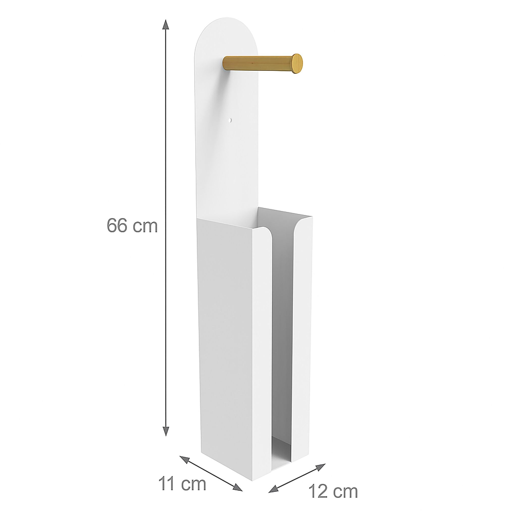 Toilettenpapierhalter freistehend 2 in 1 Weiss-Hellbraun von Relaxdays