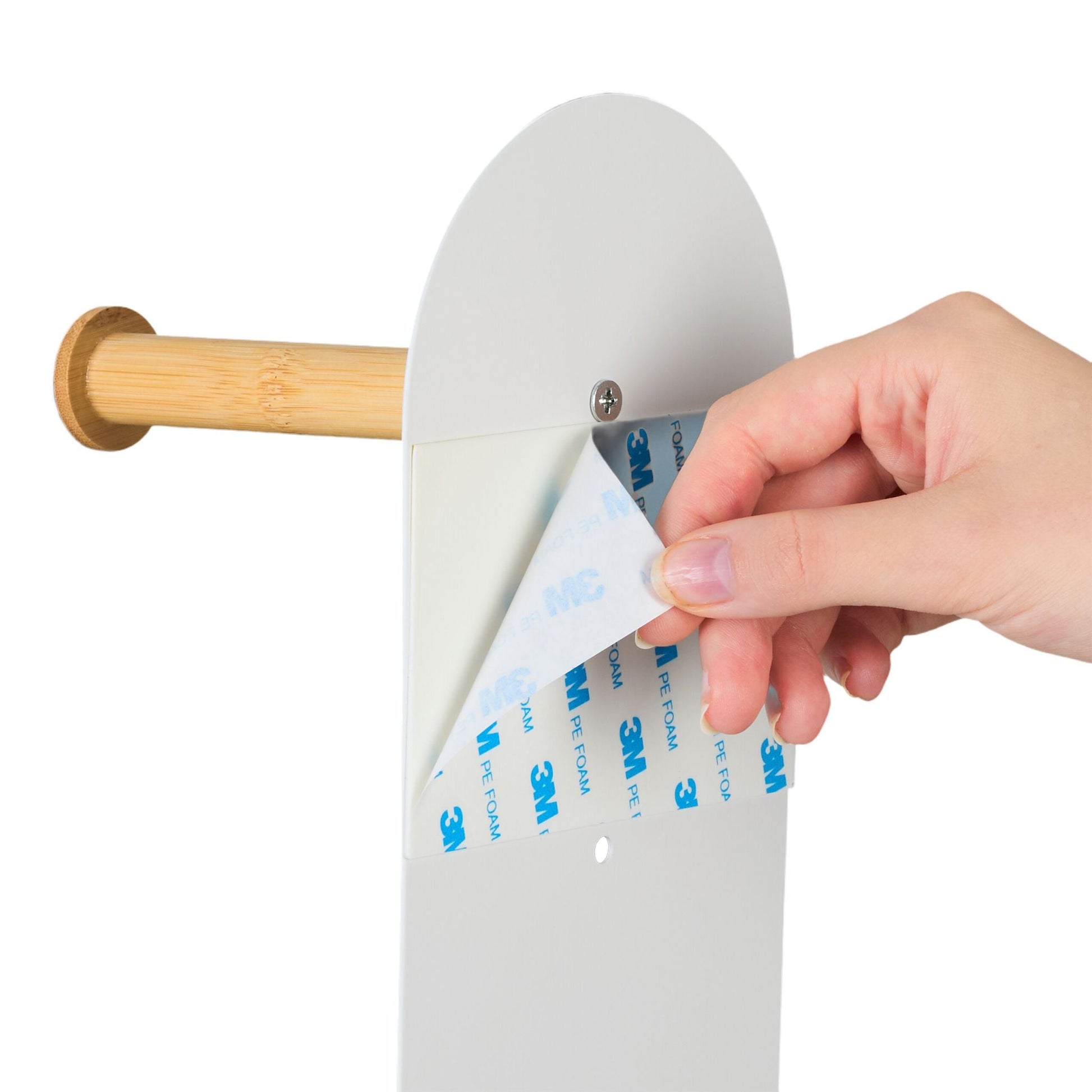 Toilettenpapierhalter freistehend 2 in 1 Weiss-Hellbraun von Relaxdays