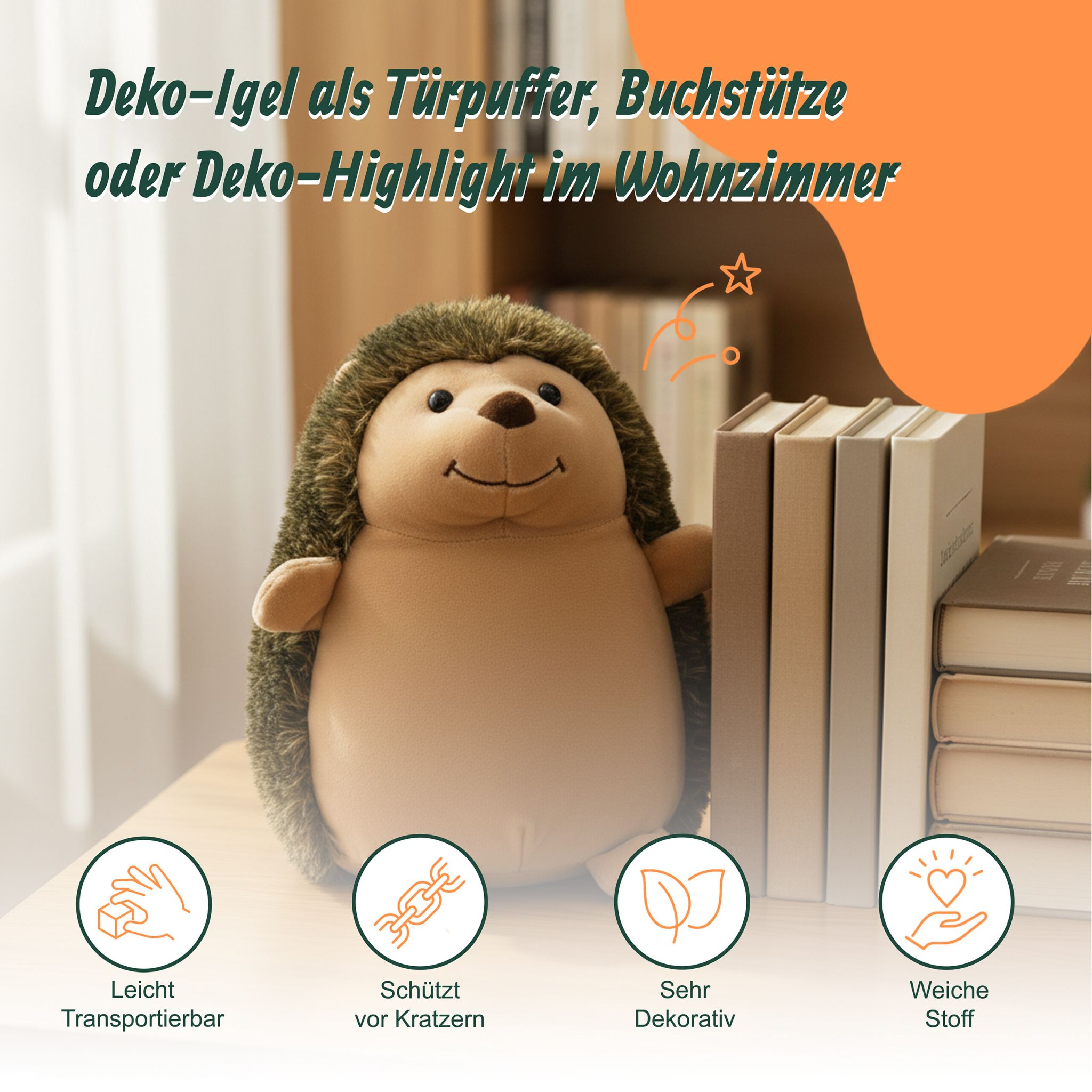 Türstopper Igel Beige-Braun-Hellbraun von Relaxdays