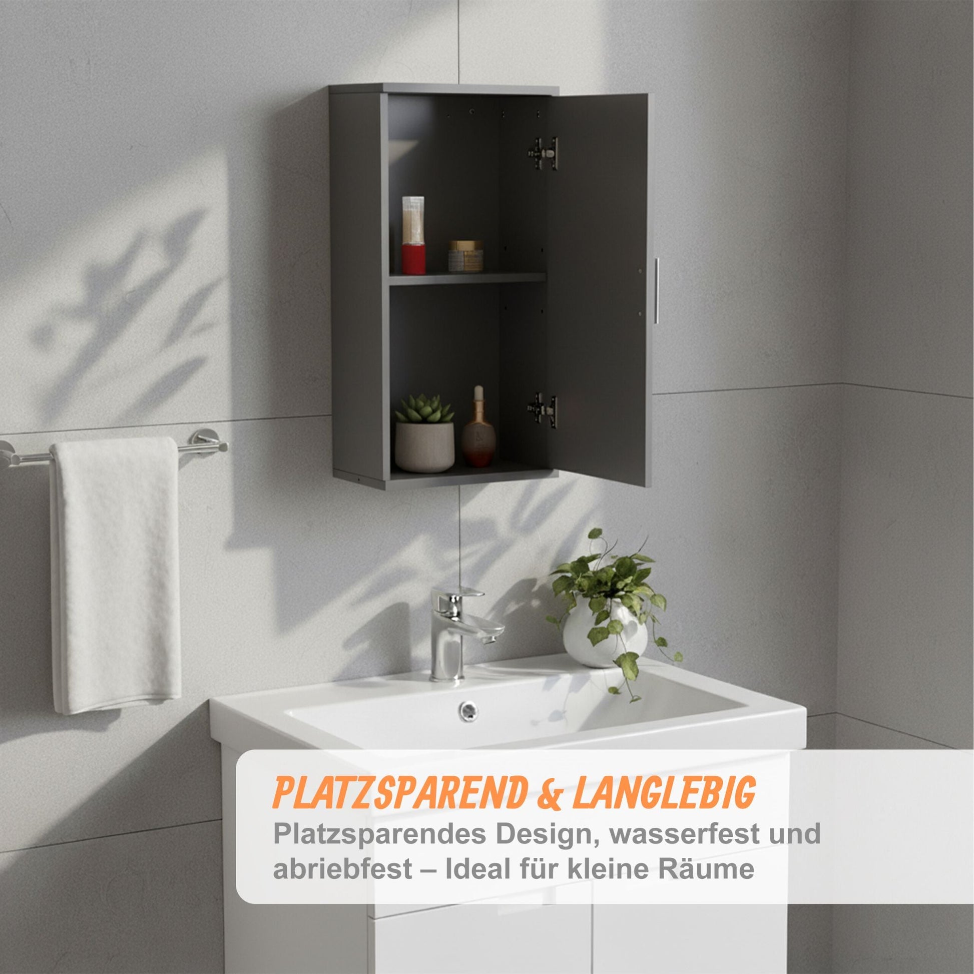 Hängeschrank Bad Grau von Relaxdays