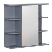 Spiegelschrank mit 8 Ablagen Grau von Relaxdays