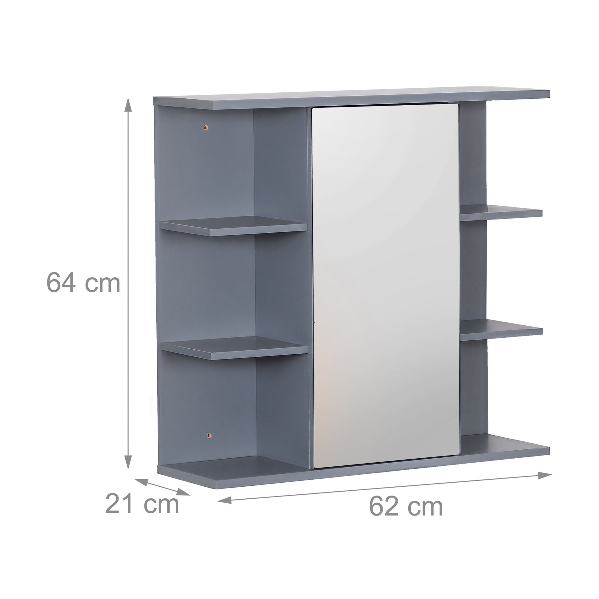 Spiegelschrank mit 8 Ablagen Grau von Relaxdays