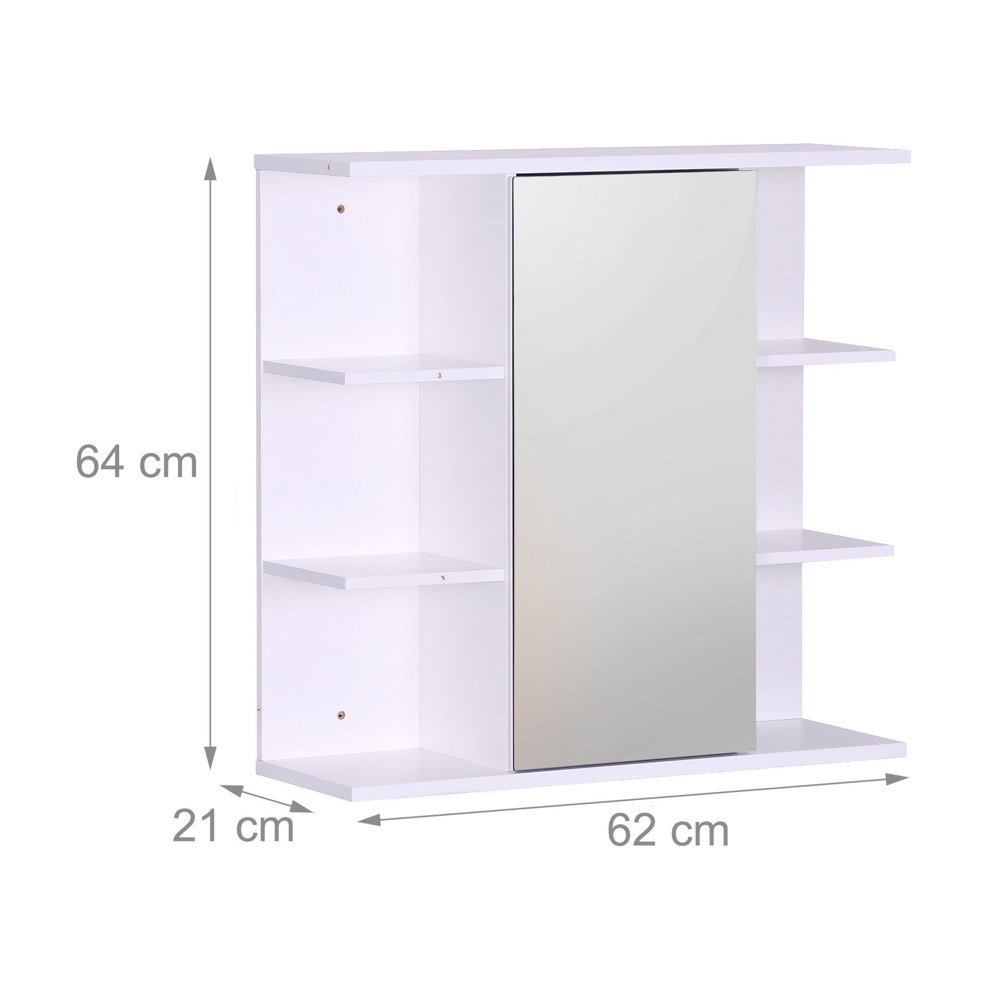 Spiegelschrank mit 8 Ablagen Weiss von Relaxdays
