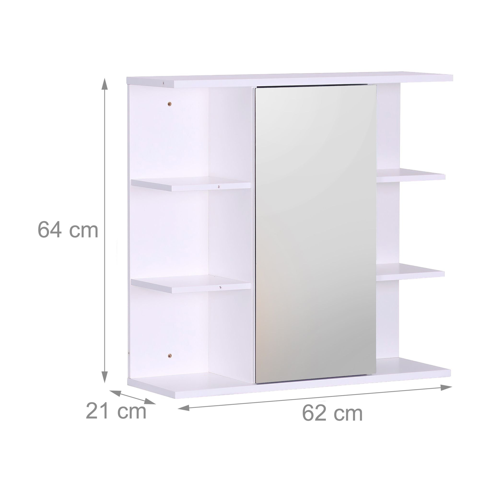 Spiegelschrank mit 8 Ablagen Weiss von Relaxdays