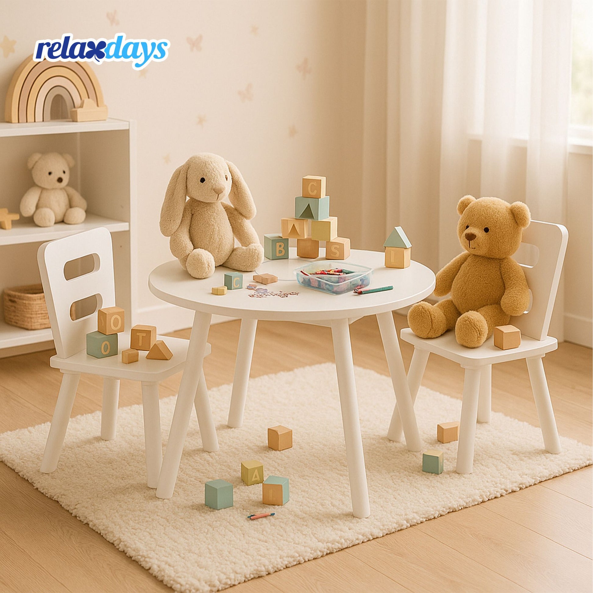 Kindersitzgruppe mit Stauraum 3tlg. Weiss von Relaxdays