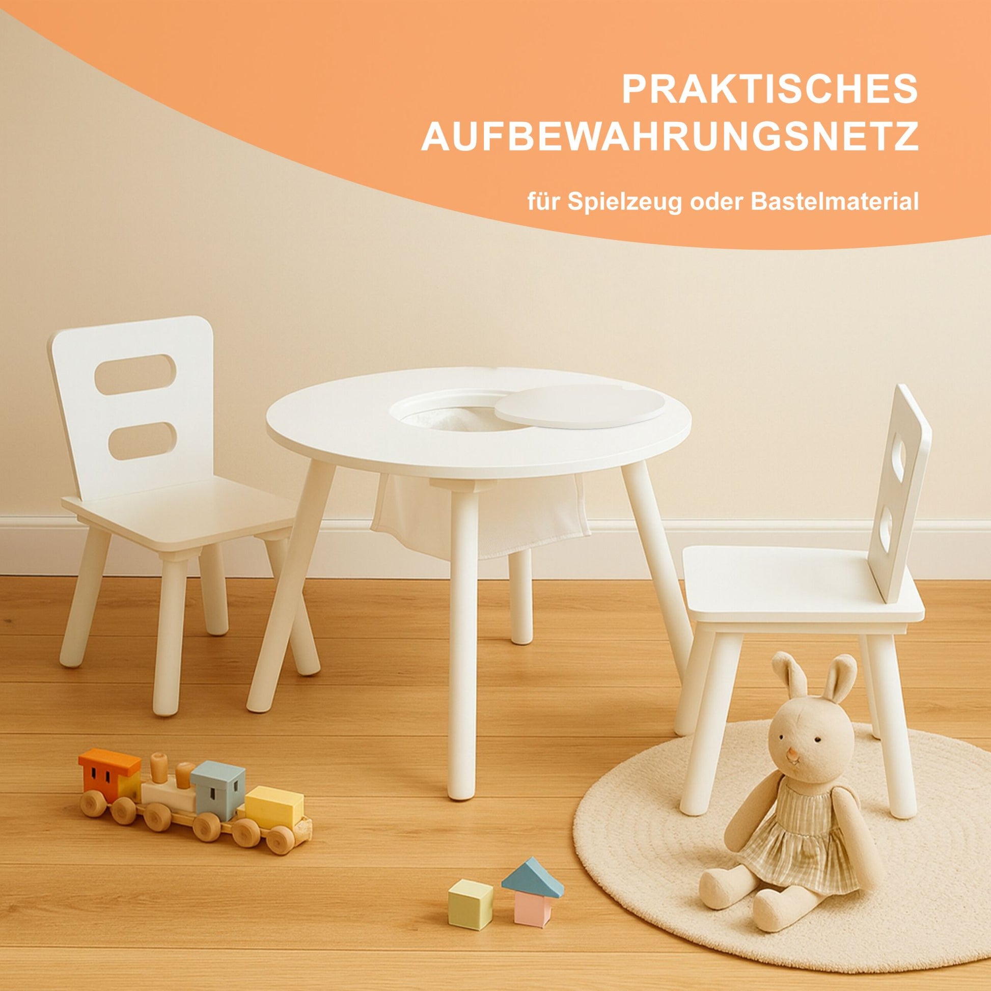 Kindersitzgruppe mit Stauraum 3tlg. Weiss von Relaxdays