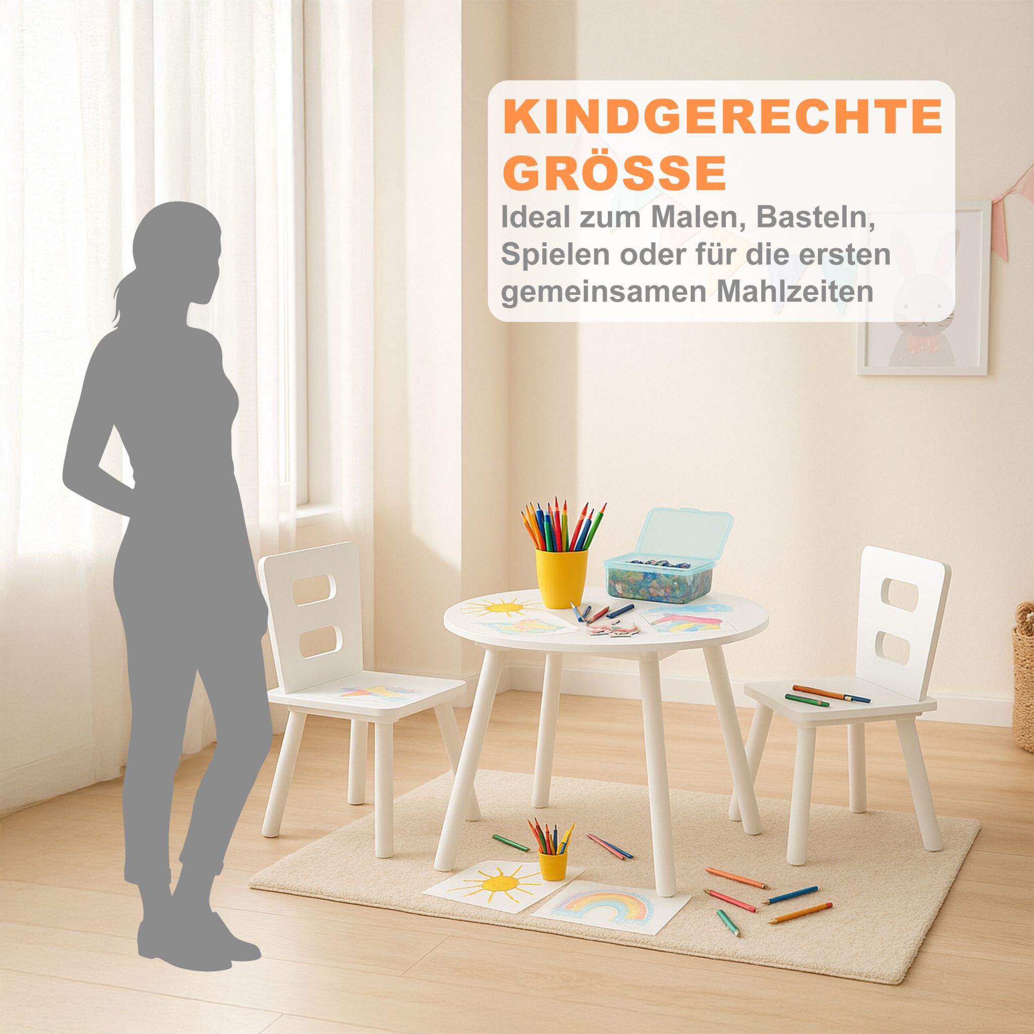 Kindersitzgruppe mit Stauraum 3tlg. Weiss von Relaxdays