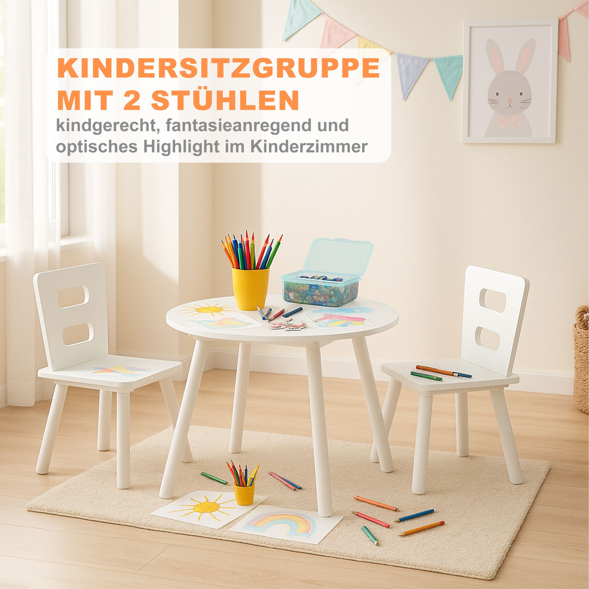 Kindersitzgruppe mit Stauraum 3tlg. Weiss von Relaxdays