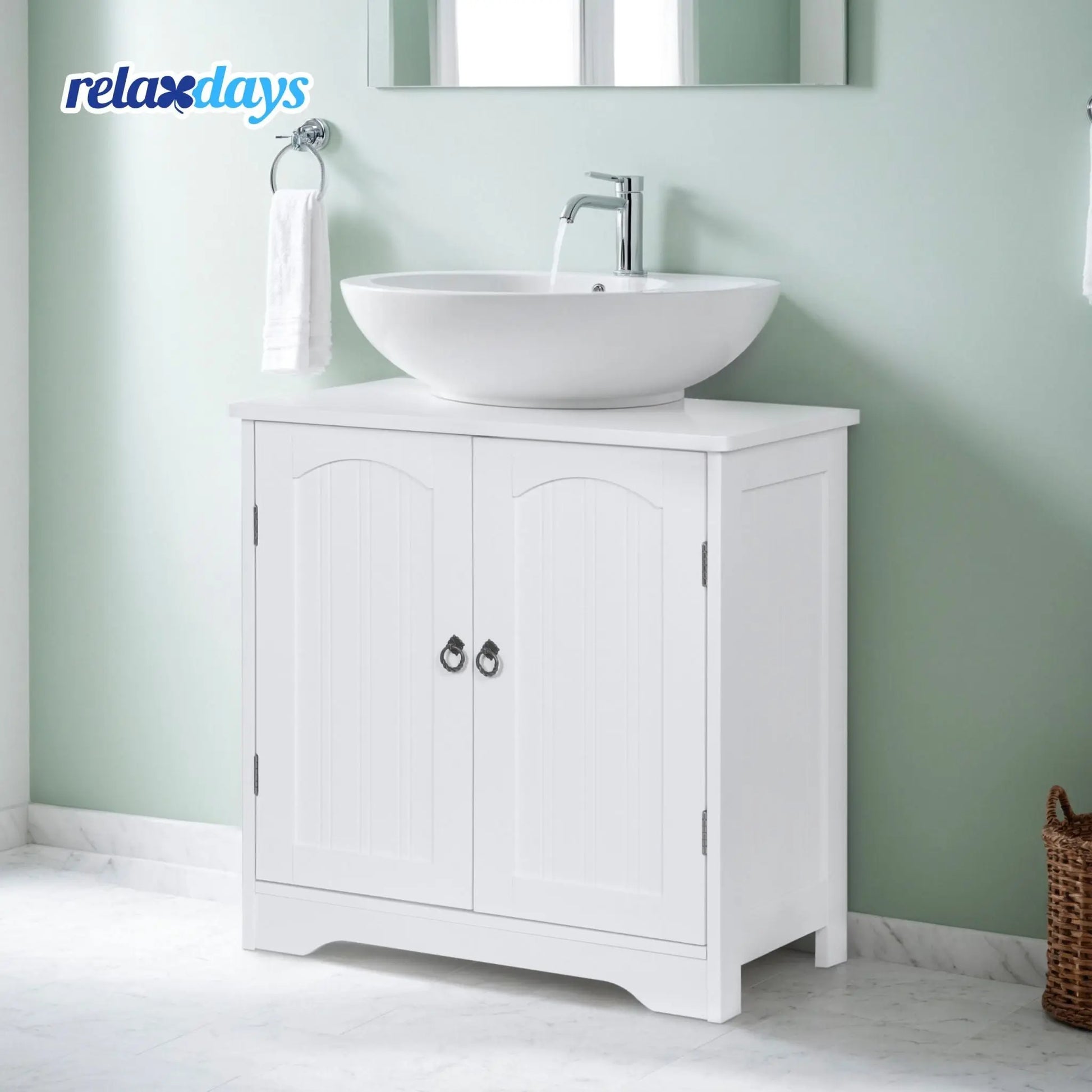 Waschbeckenunterschrank mit Einlegeboden Weiss von Relaxdays