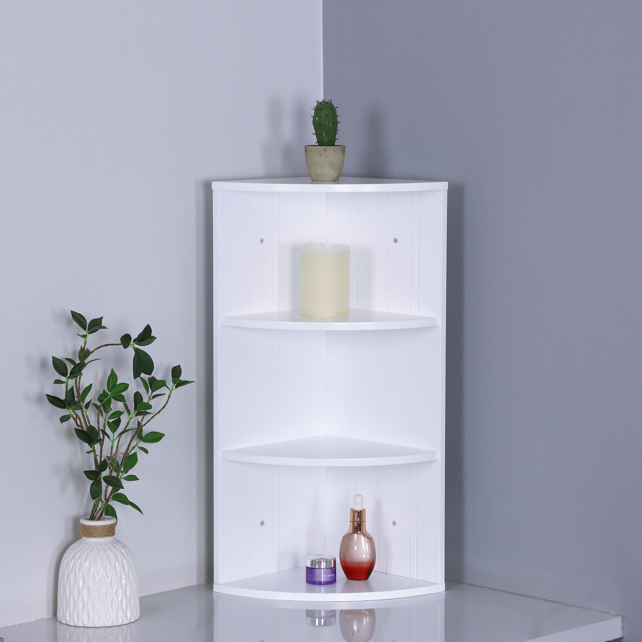 Eckregal mit 3 Ablagen Weiss von Relaxdays