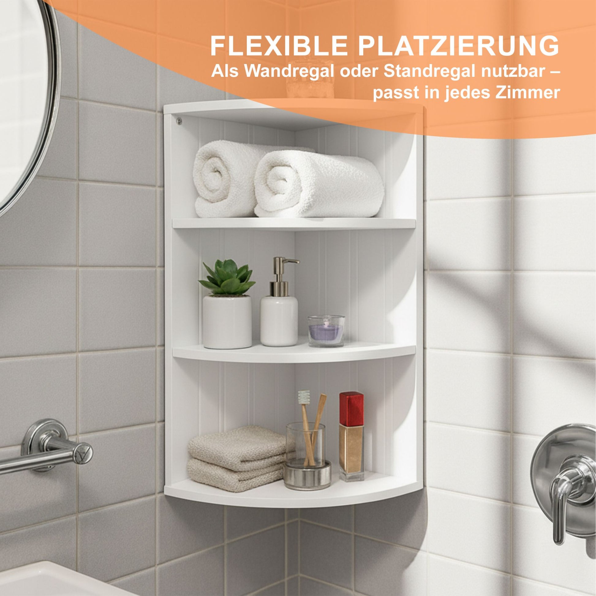 Eckregal mit 3 Ablagen Weiss von Relaxdays
