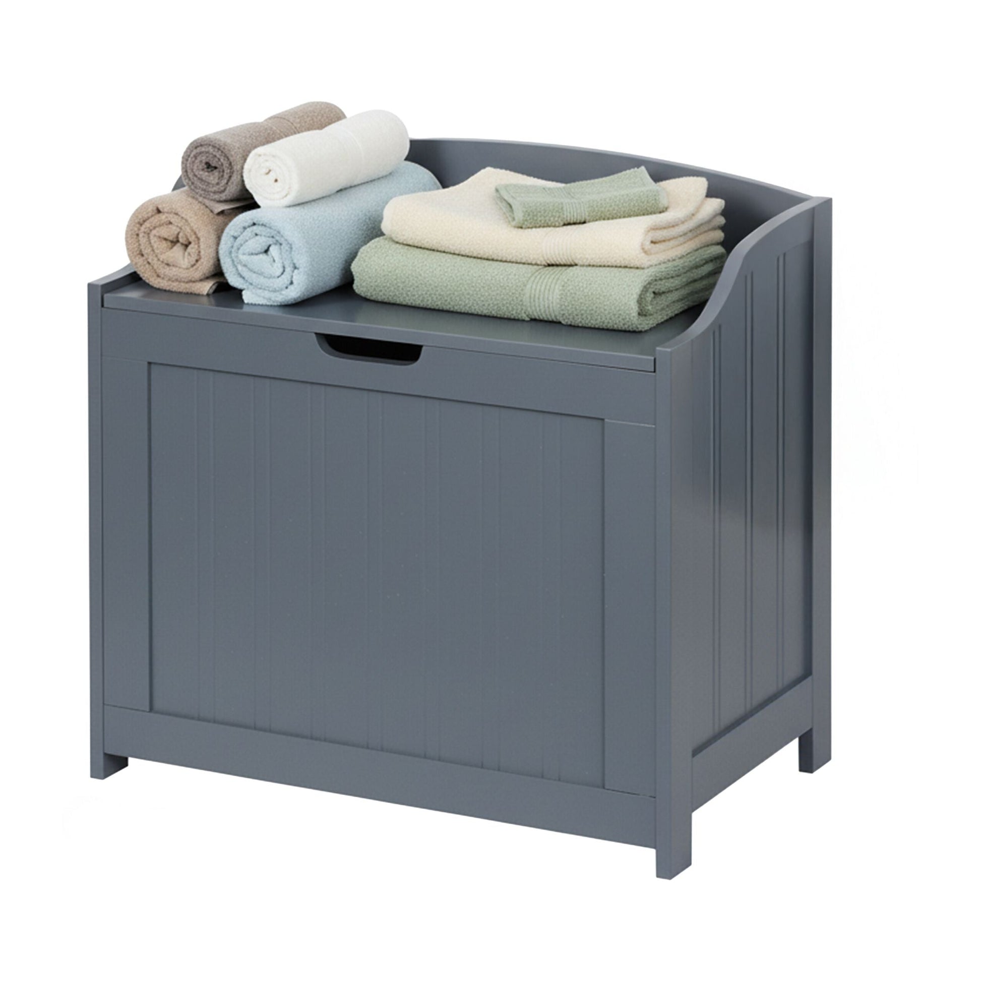Wäschetruhe mit Soft-Close-Deckel Grau von Relaxdays