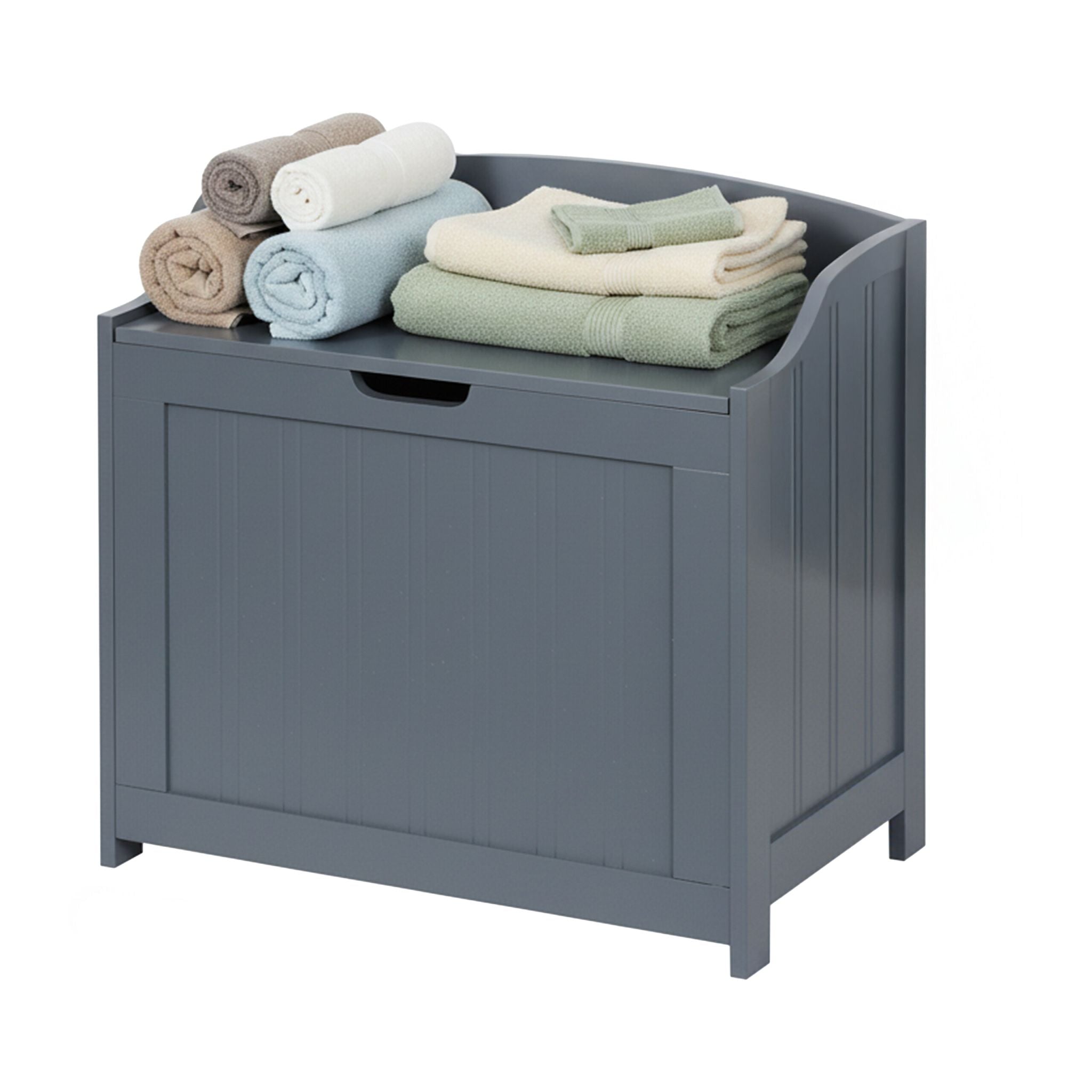 Wäschetruhe mit Soft-Close-Deckel Grau von Relaxdays