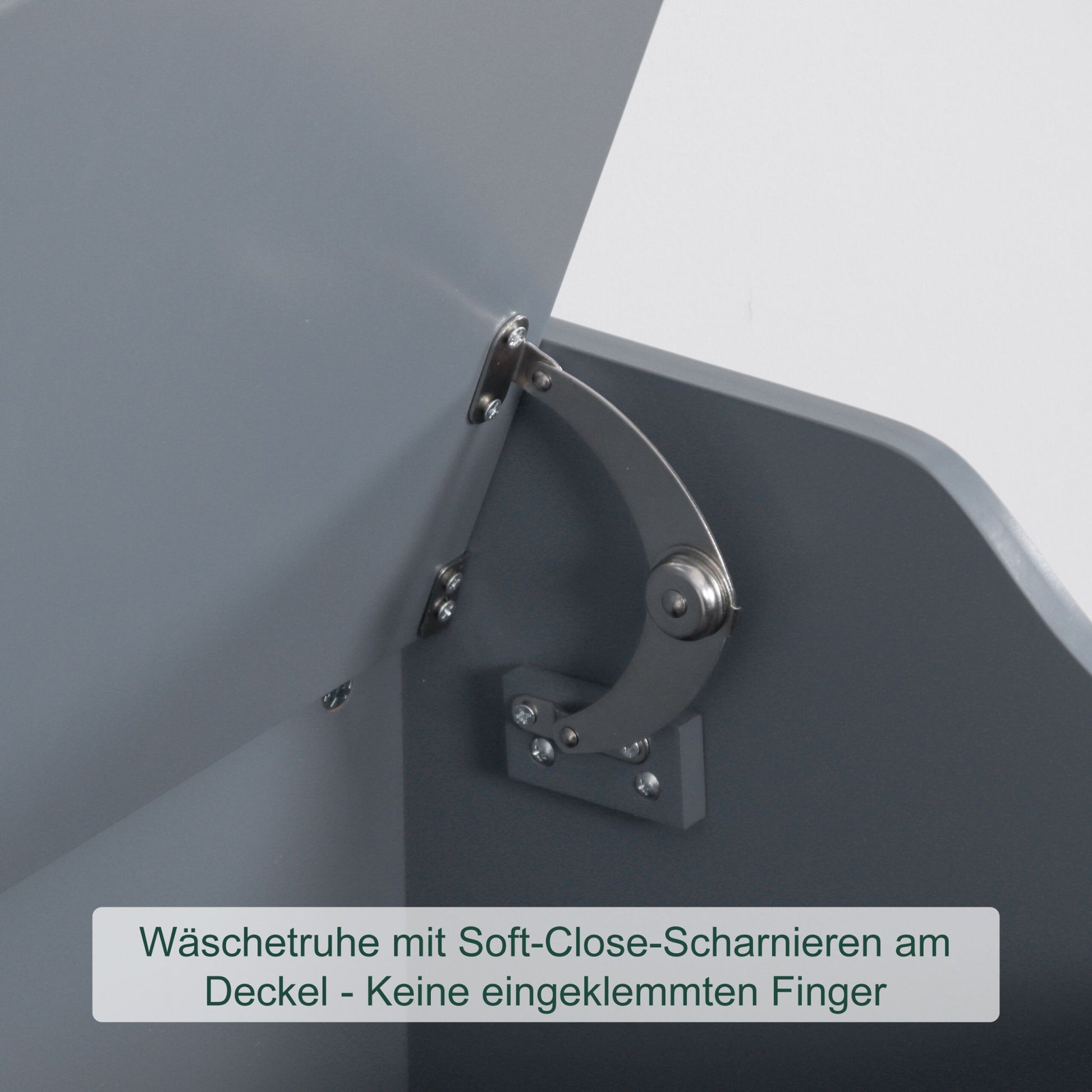 Wäschetruhe mit Soft-Close-Deckel Grau von Relaxdays
