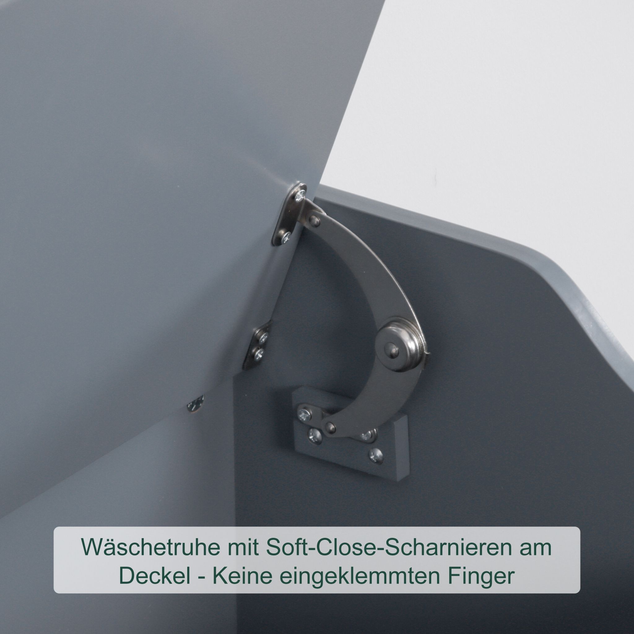 Wäschetruhe mit Soft-Close-Deckel Grau von Relaxdays