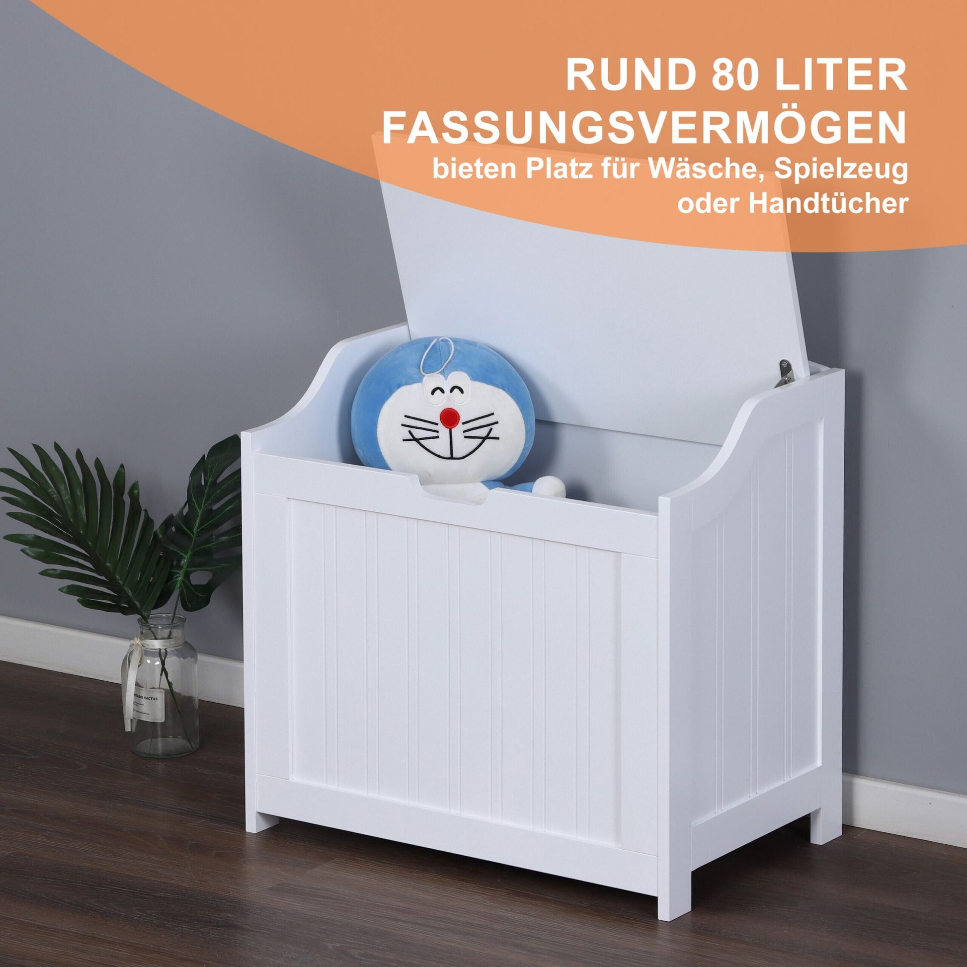 Wäschetruhe mit Soft-Close-Deckel Weiss von Relaxdays