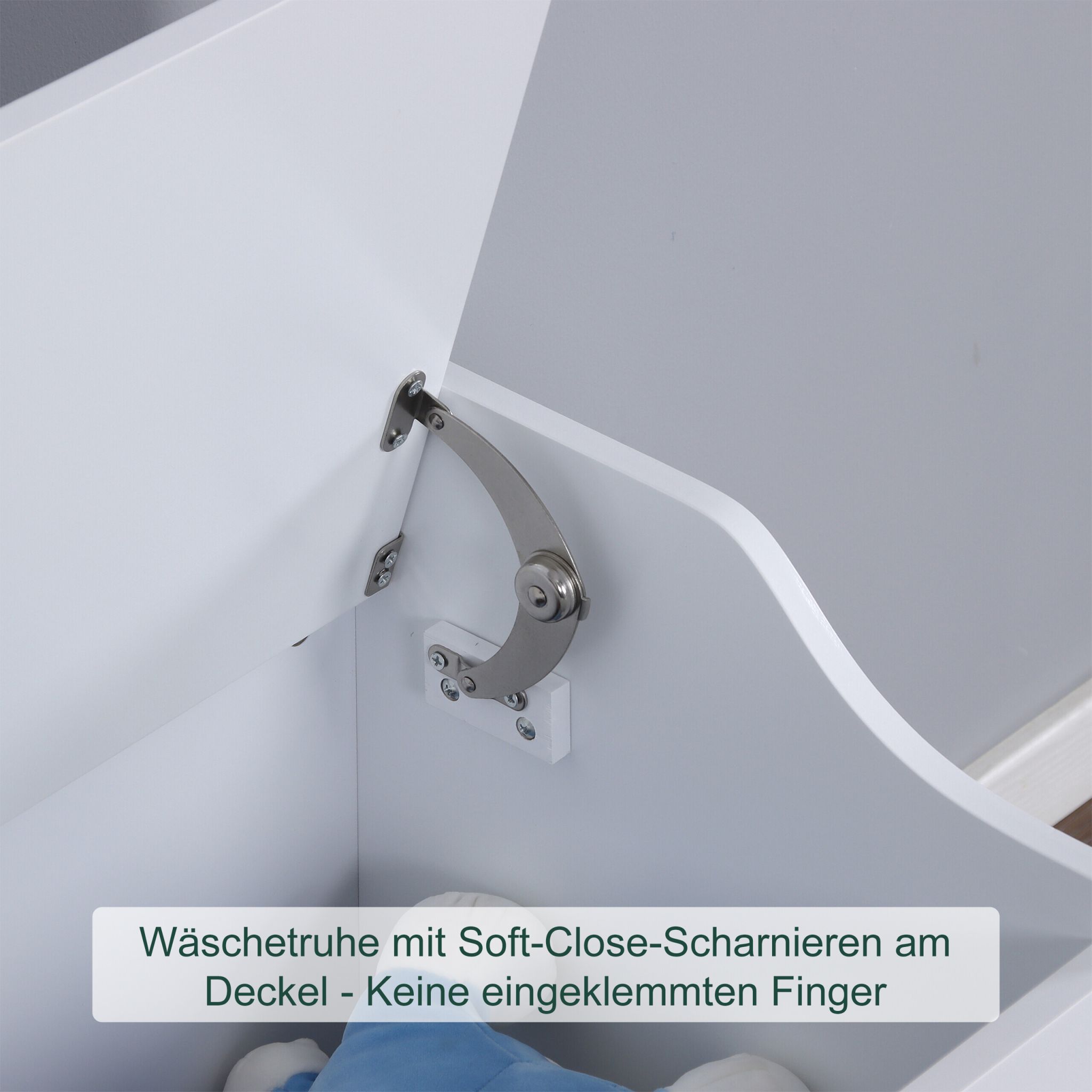 Wäschetruhe mit Soft-Close-Deckel Weiss von Relaxdays