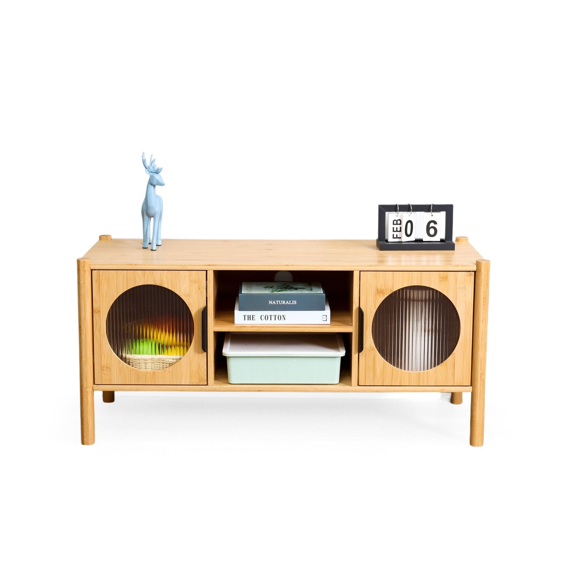TV Lowboard mit 2 Türen Hellbraun von Relaxdays