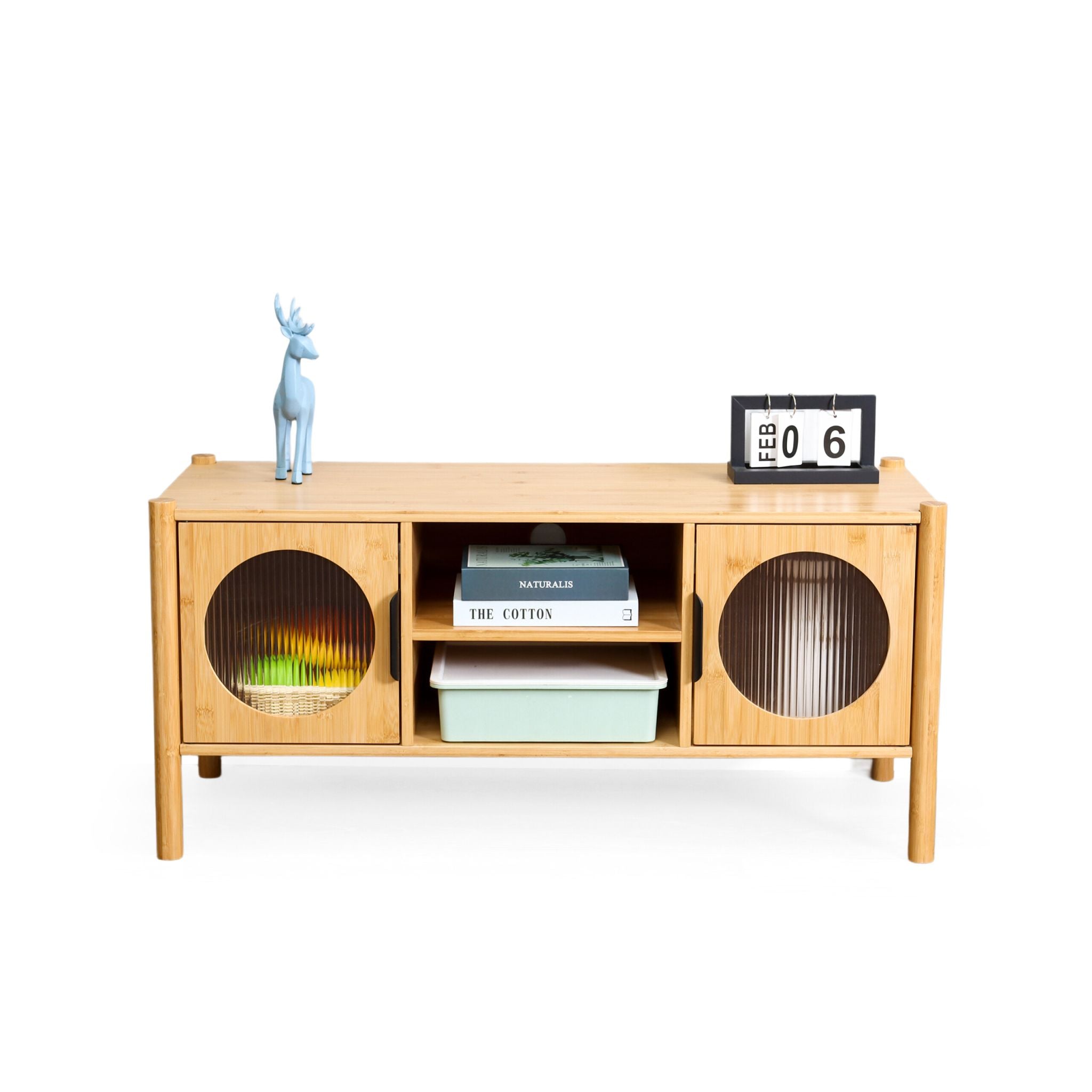 TV Lowboard mit 2 Türen Hellbraun von Relaxdays