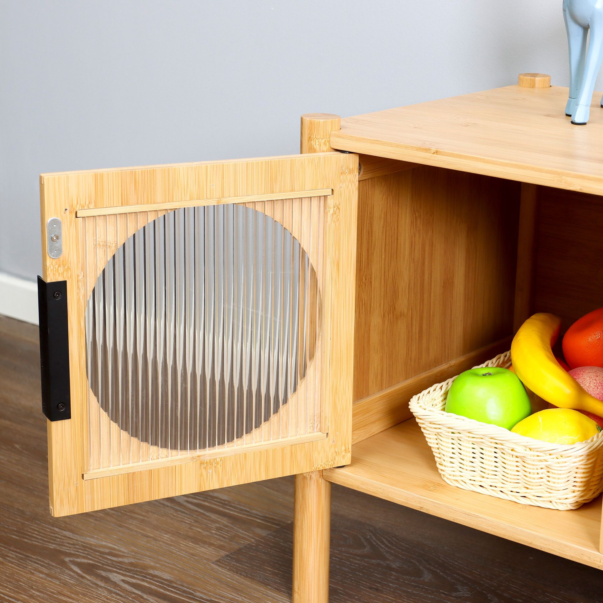 TV Lowboard mit 2 Türen Hellbraun von Relaxdays