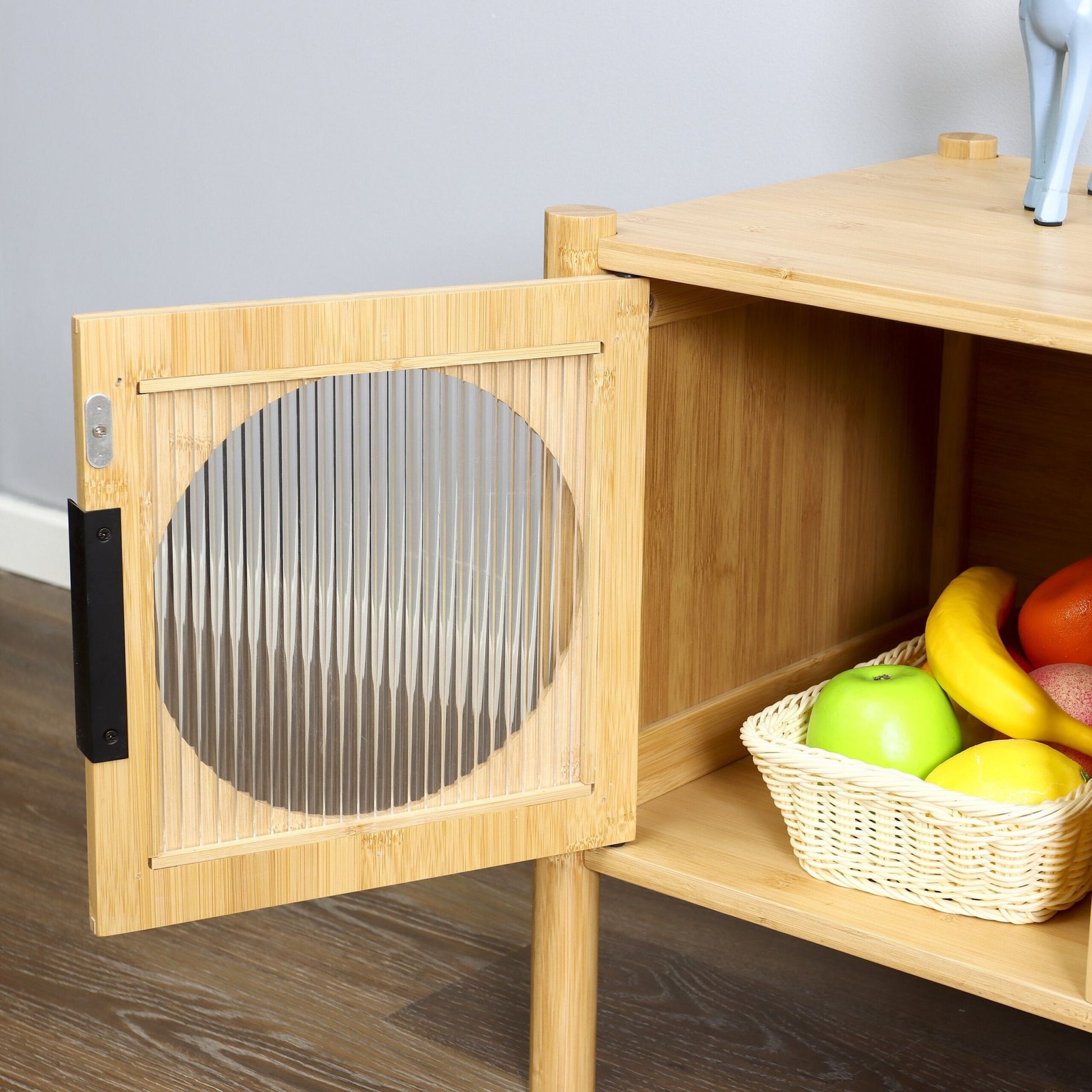TV Lowboard mit 2 Türen Hellbraun von Relaxdays