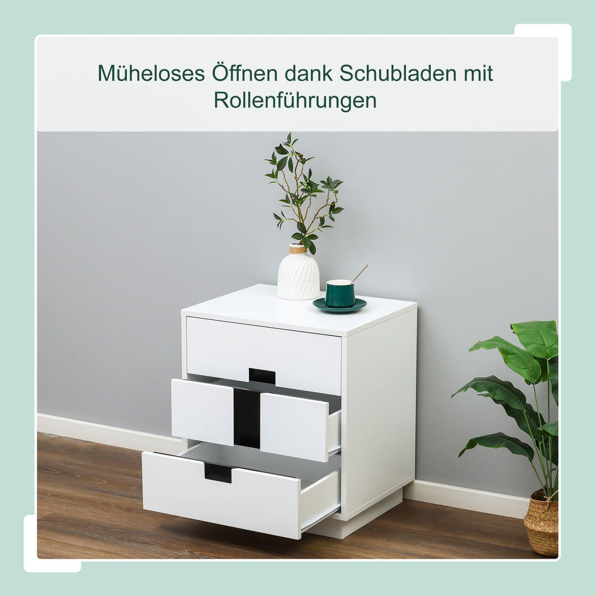Kommode mit Schubladen Weiss-Schwarz von Relaxdays