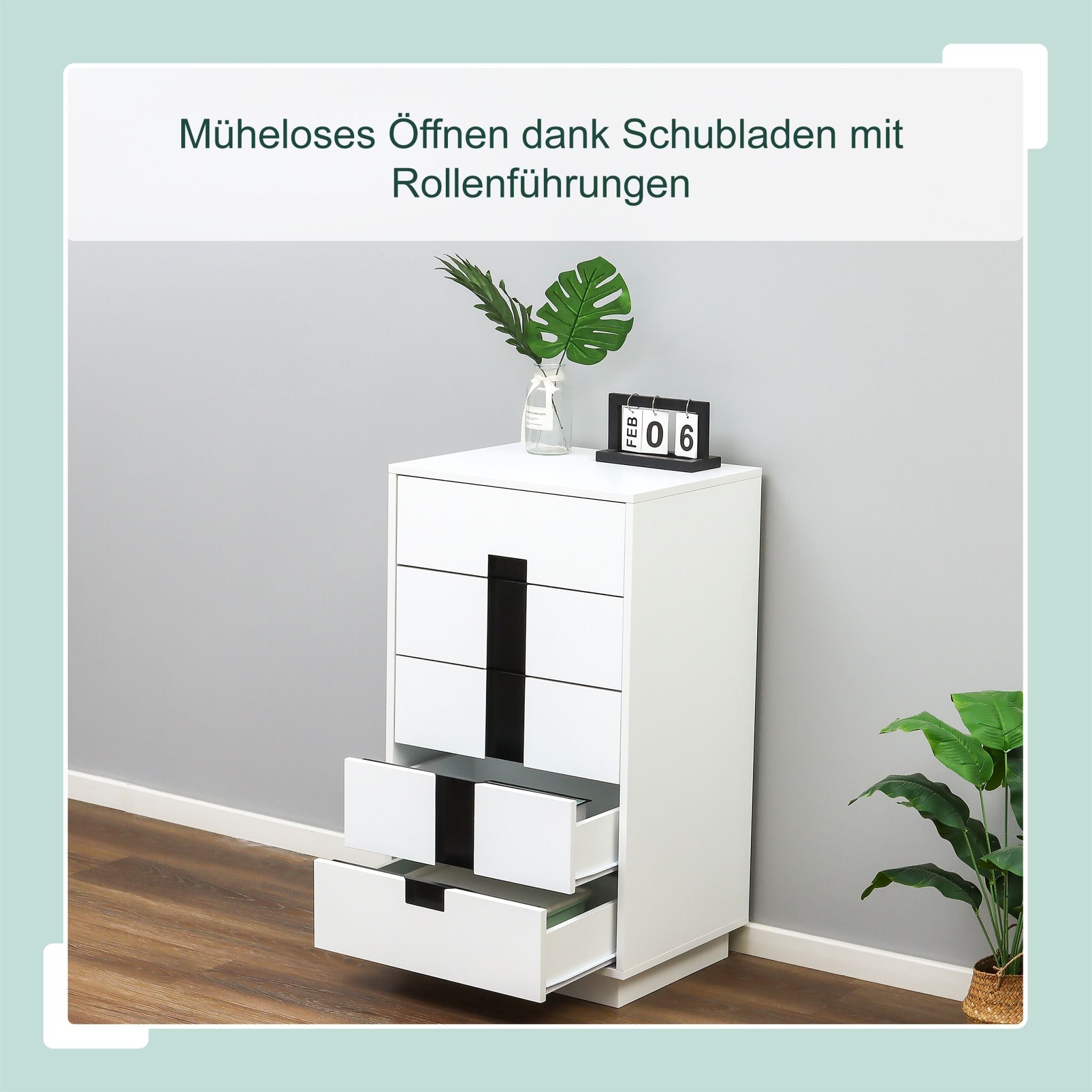 Kommode mit Schubladen Weiss-Schwarz von Relaxdays