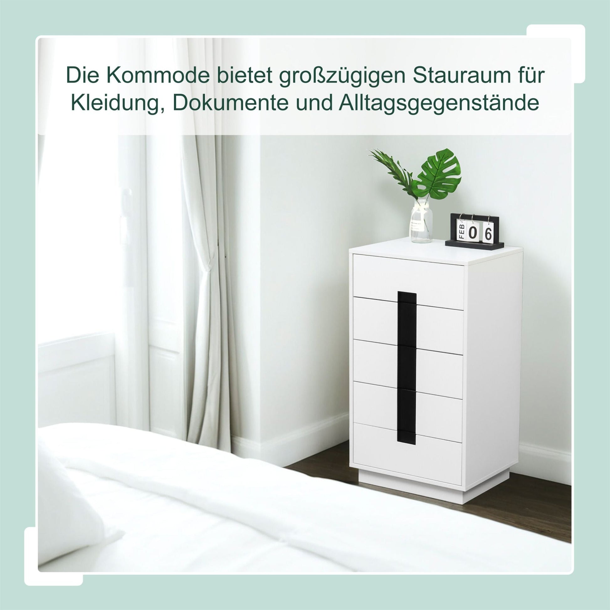 Kommode mit Schubladen Weiss-Schwarz von Relaxdays