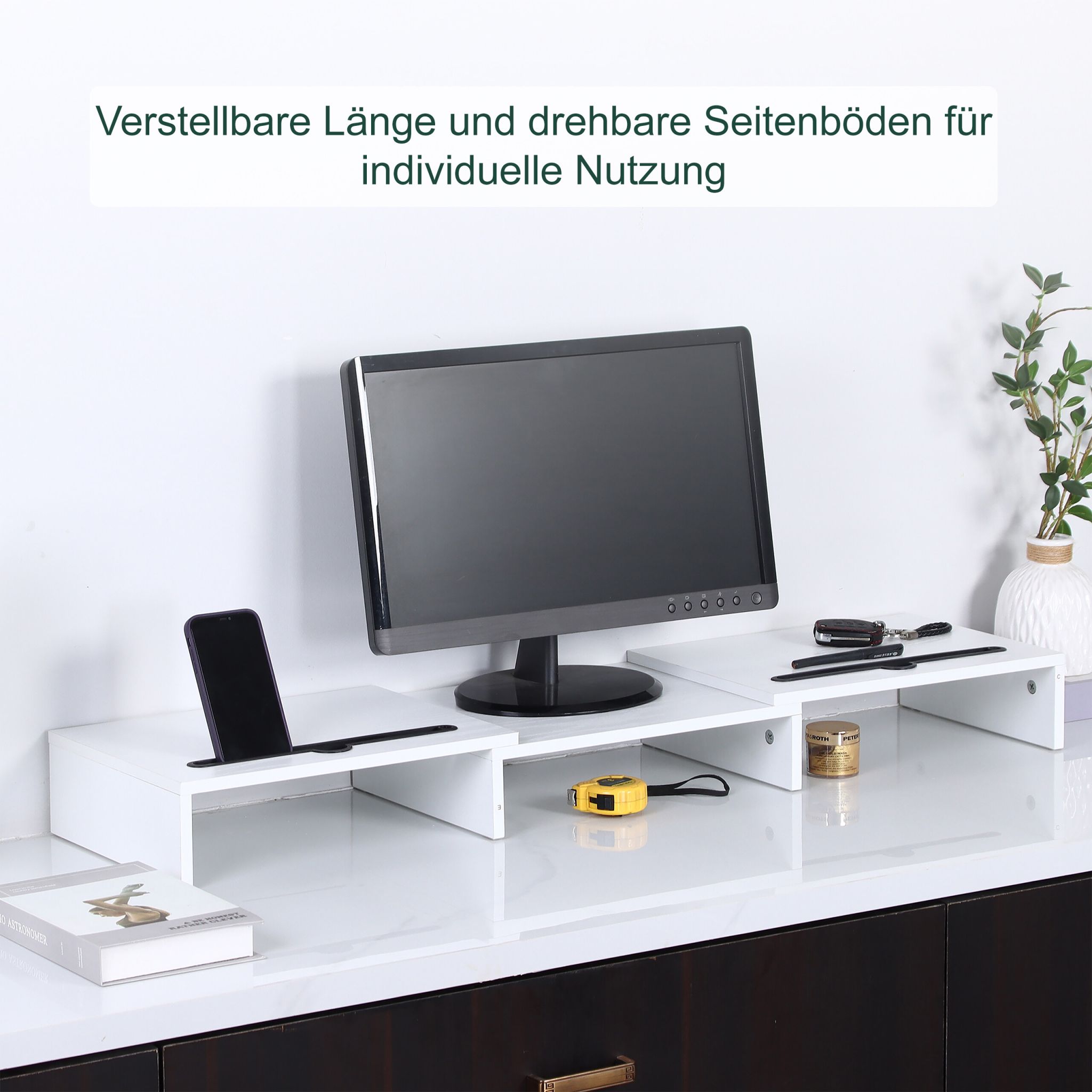 Monitorständer für 2 Monitore Weiss Weiss-Schwarz von Relaxdays