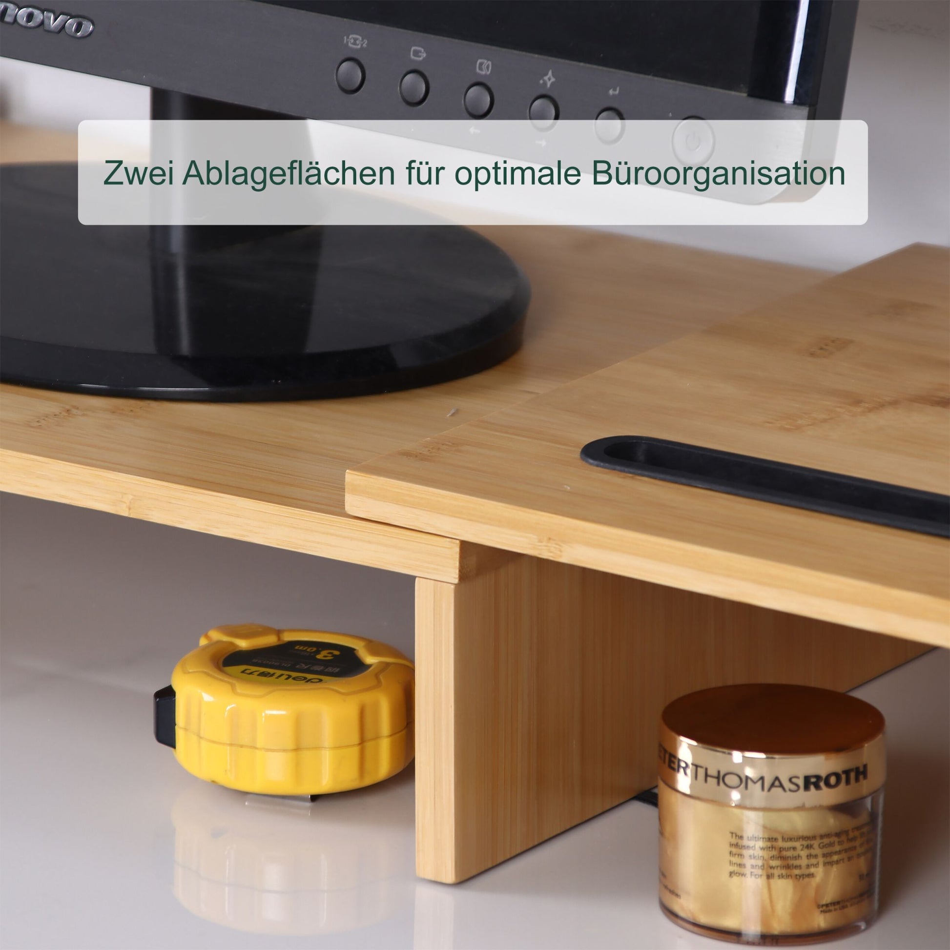 Monitorständer für 2 Monitore Bambus Hellbraun von Relaxdays