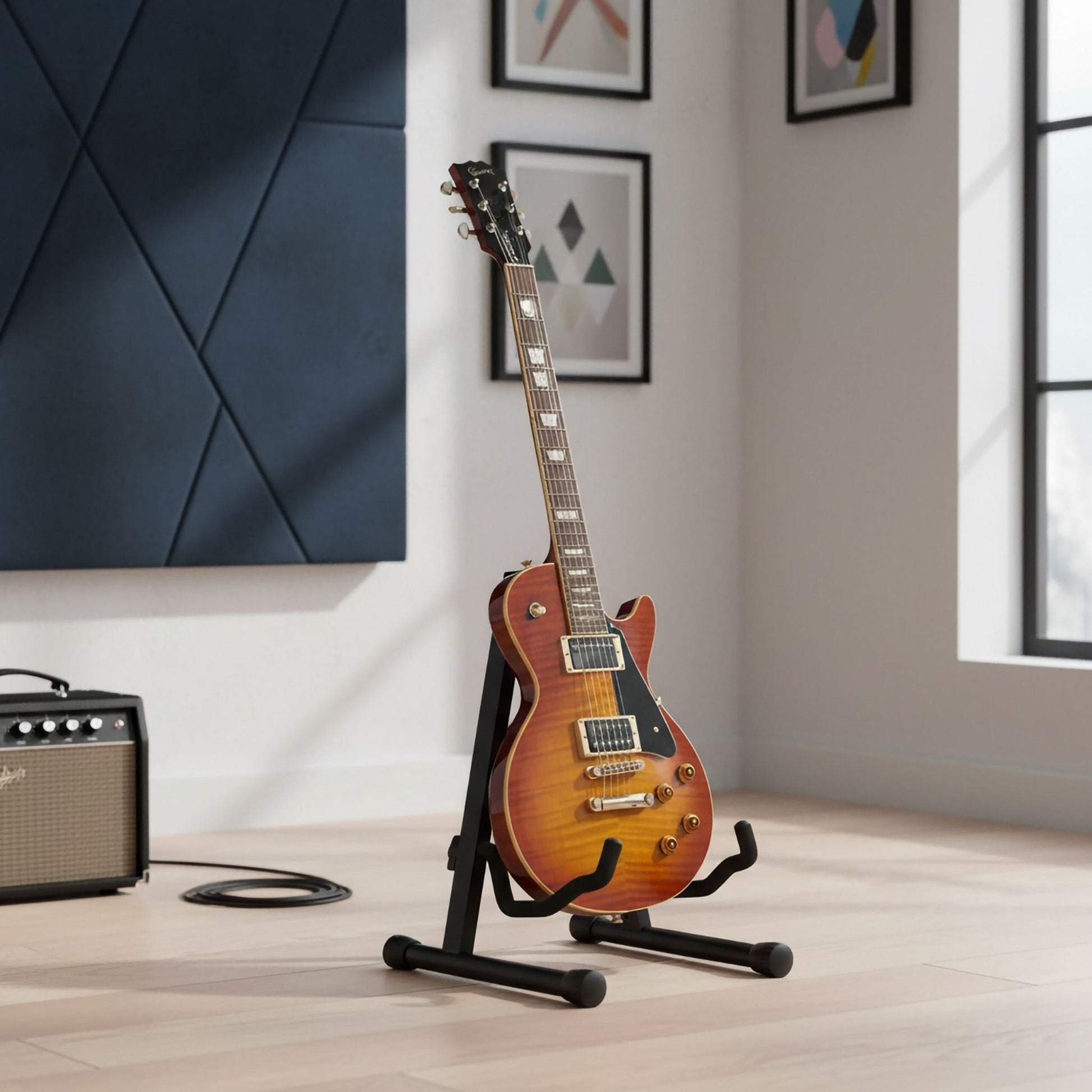 Faltbarer Gitarrenständer Schwarz von Relaxdays