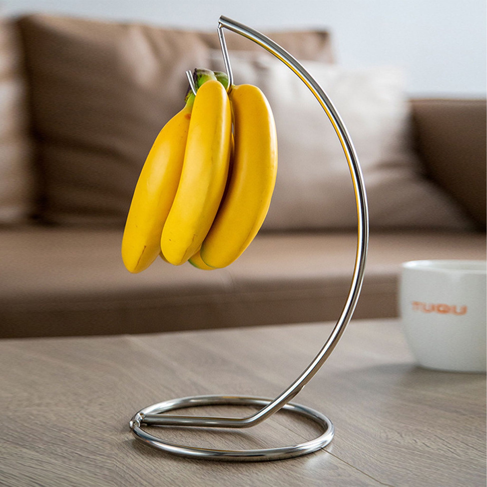 Bananenhalter Metall Silber von Relaxdays