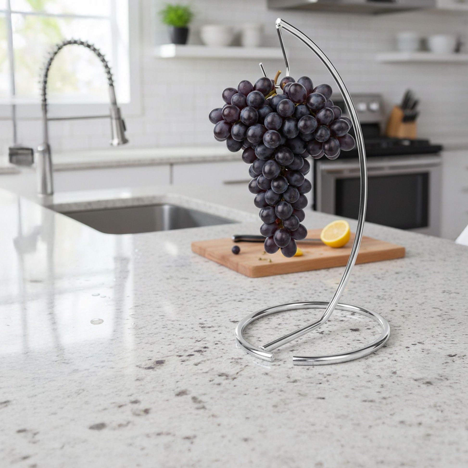 Bananenhalter Metall Silber von Relaxdays